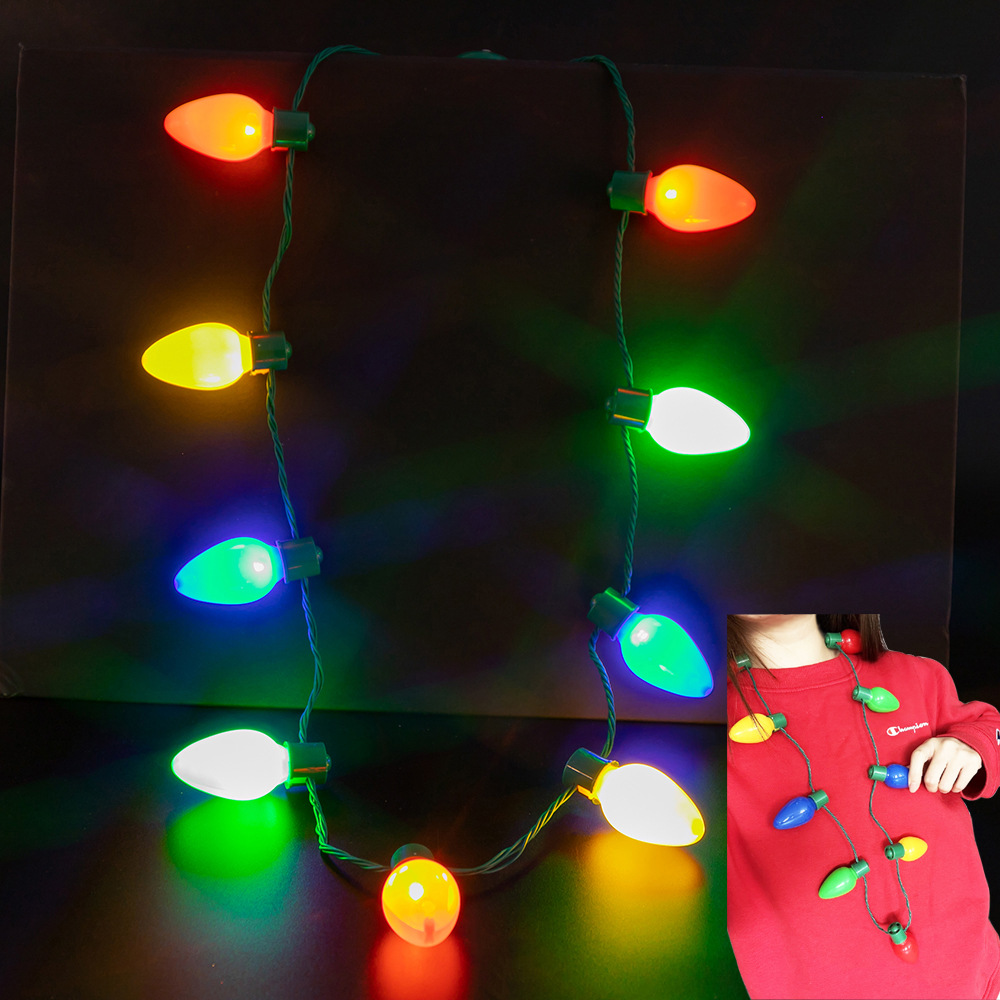 LED Light Up Christmas Bulb Necklace for Party Favors 9