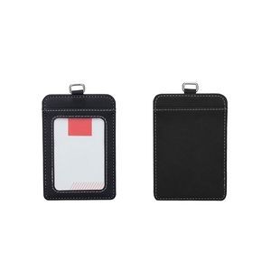 Elegant Portrait Dual Side PU Leather Card Holder With 2 Pockets 14