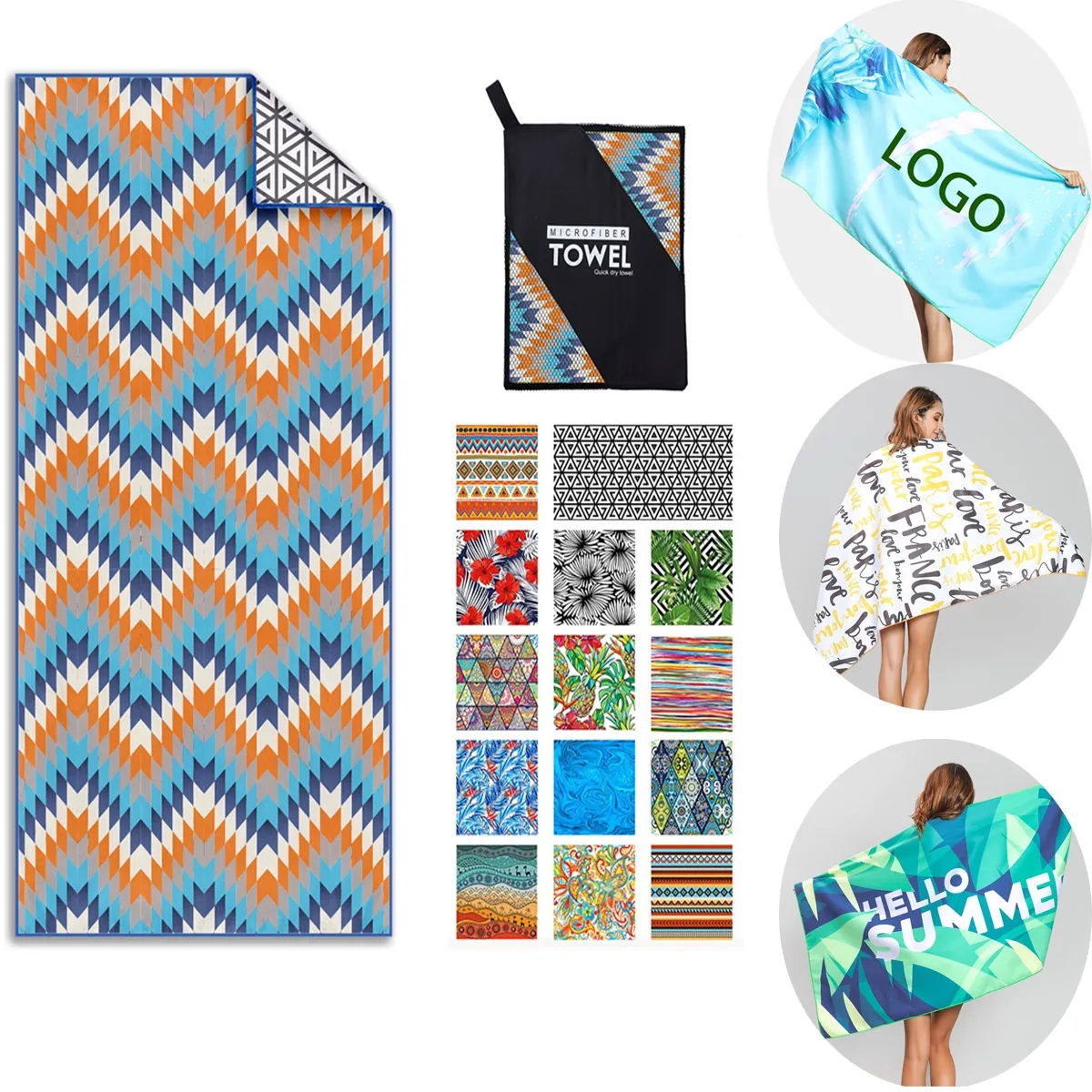 Custom Full Color Printed Microfiber Beach Towel 30"x60" 2