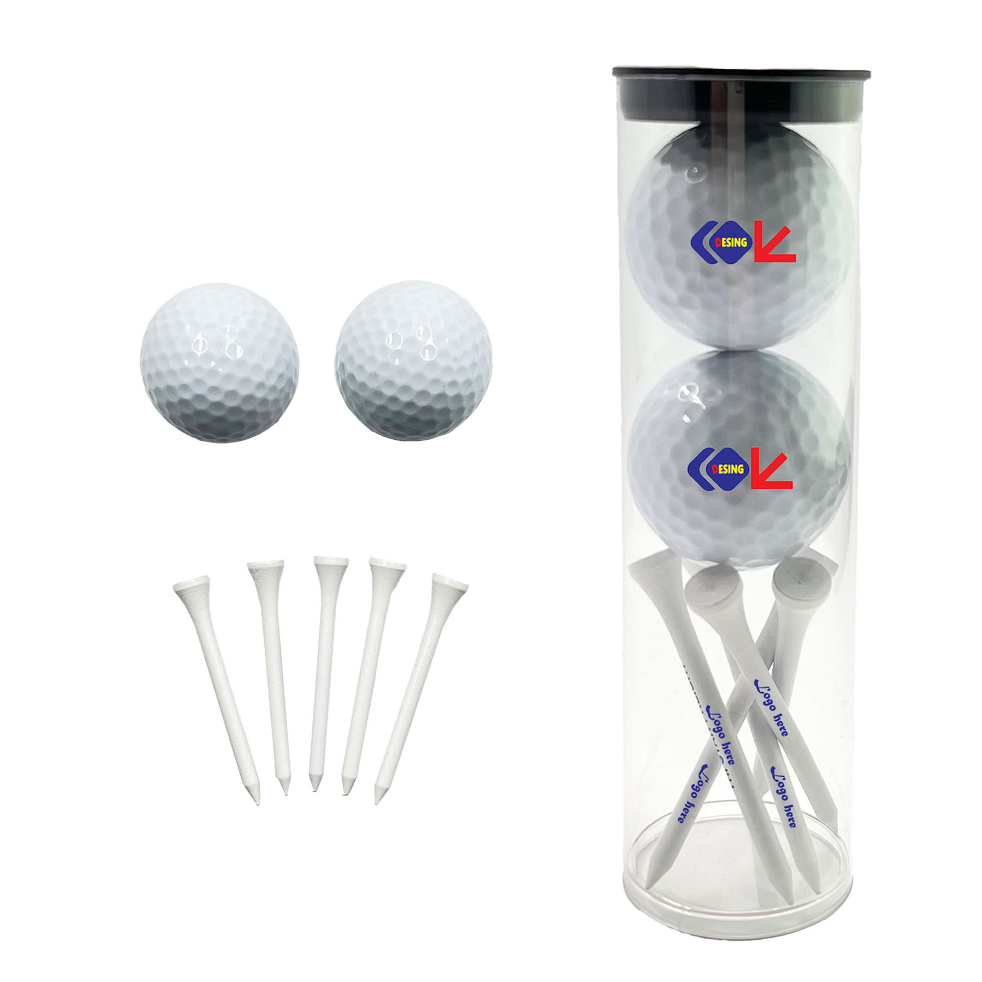 Custom Golf Ball & Wooden Tee Set 2