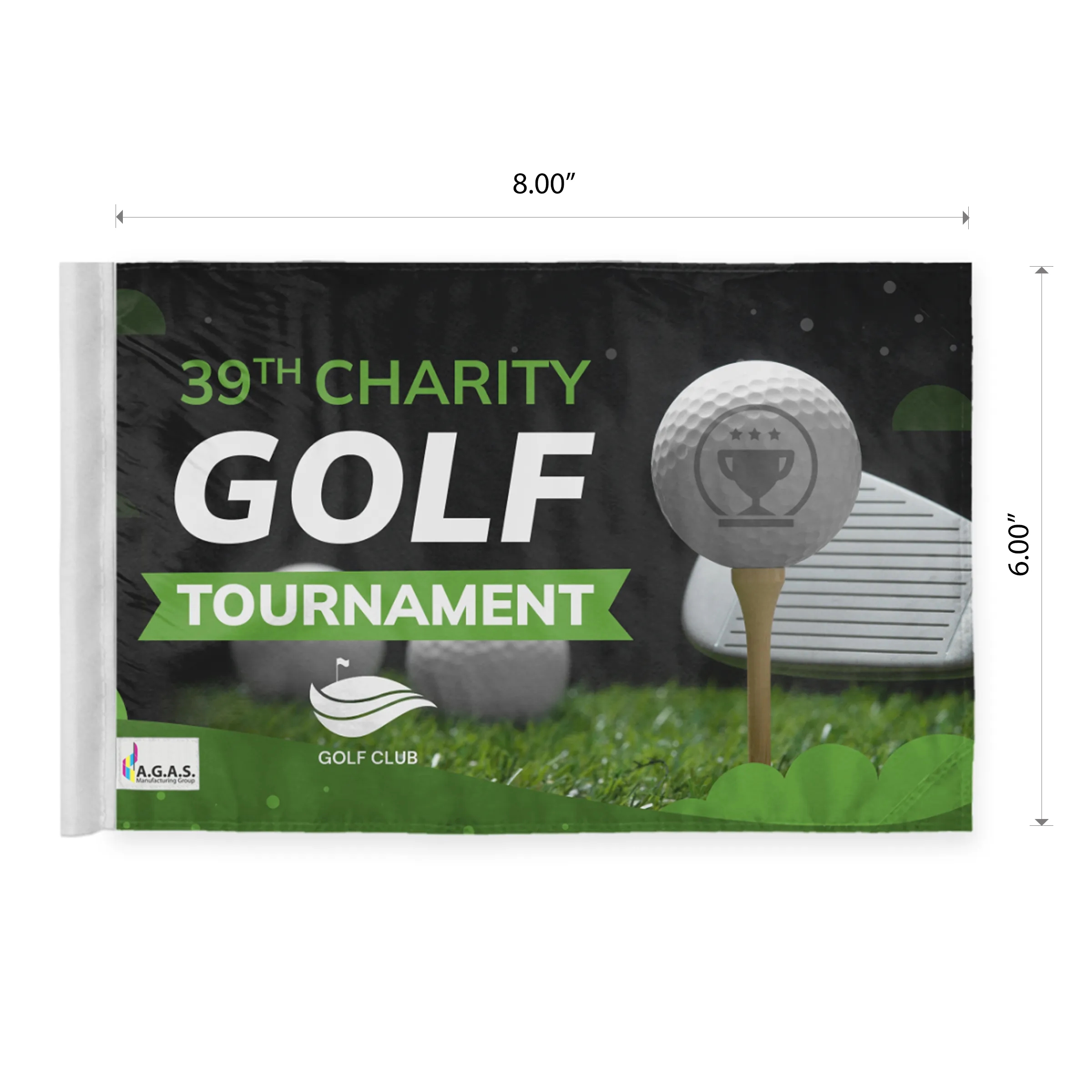 6"x8" Golf Flag with 30" Red & White Practice Pole and Tray 1