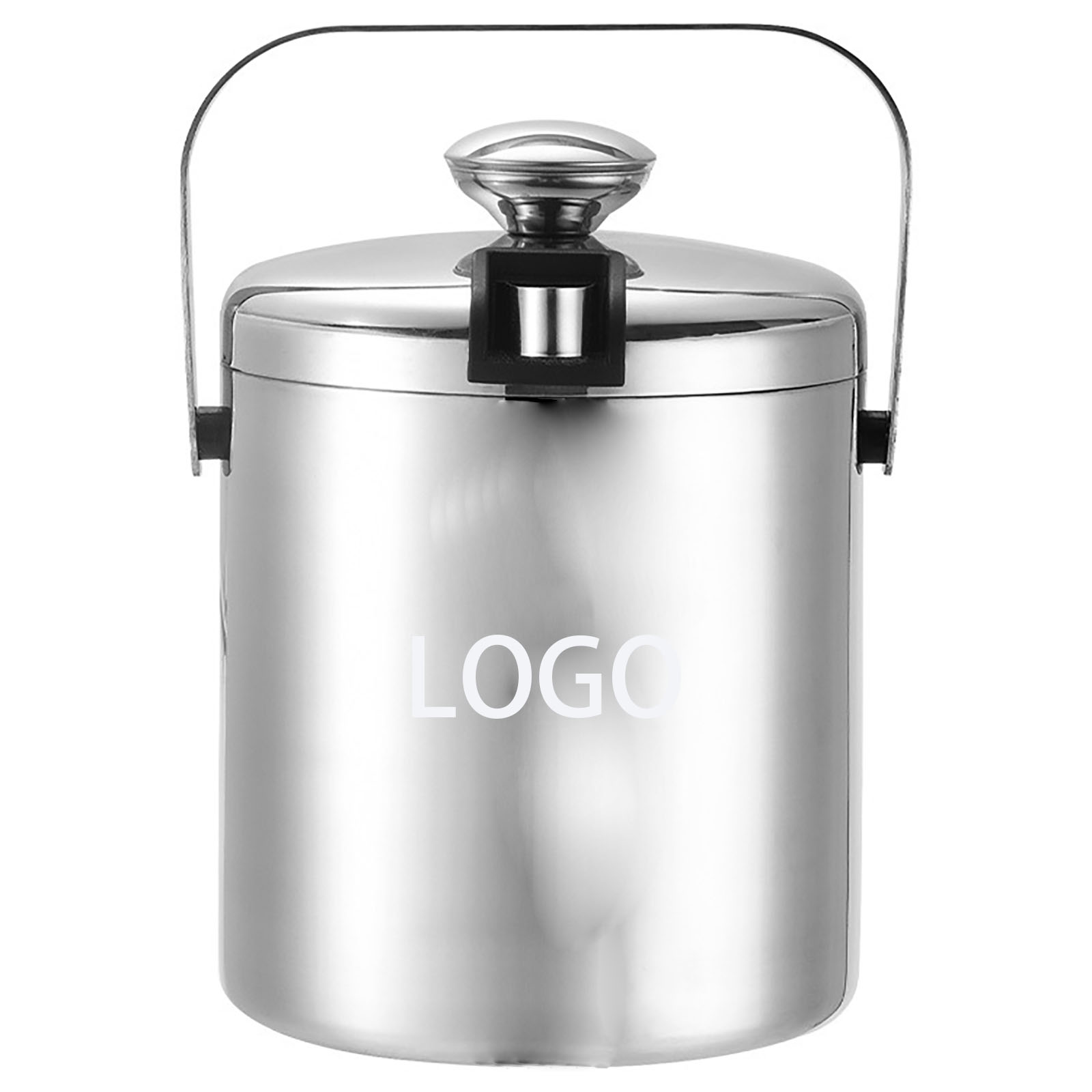 Double Wall Stainless Steel Insulated Ice Bucket with Lid Strainer and Tongs 5