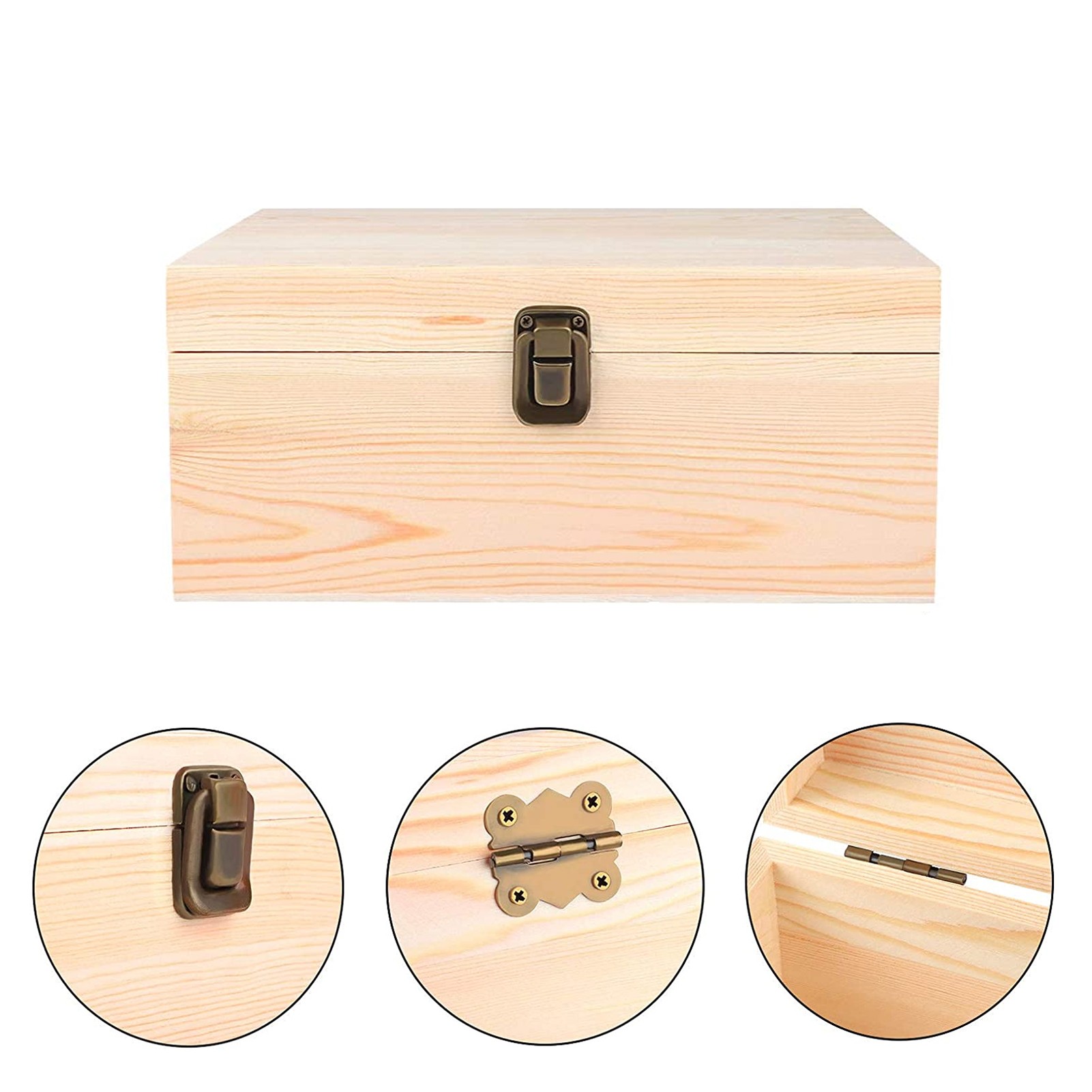 Unfinished Wood Treasure Chest Decorative Wooden Box 2