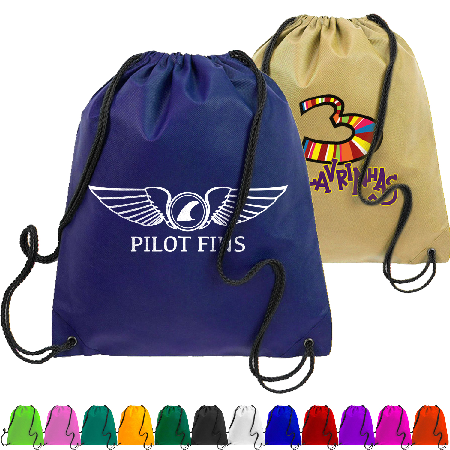 Non-Woven Drawstring Backpack USA Decorated (16" x 18") 5