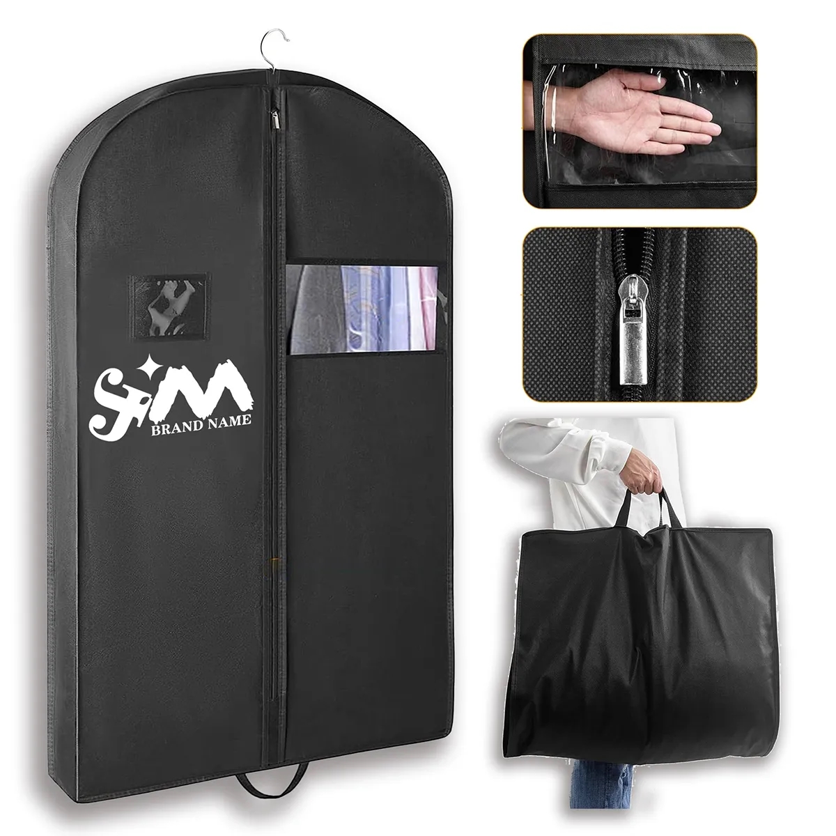 Foldable Clear Hanging Travel Suit Long Dress Garment Bags 2