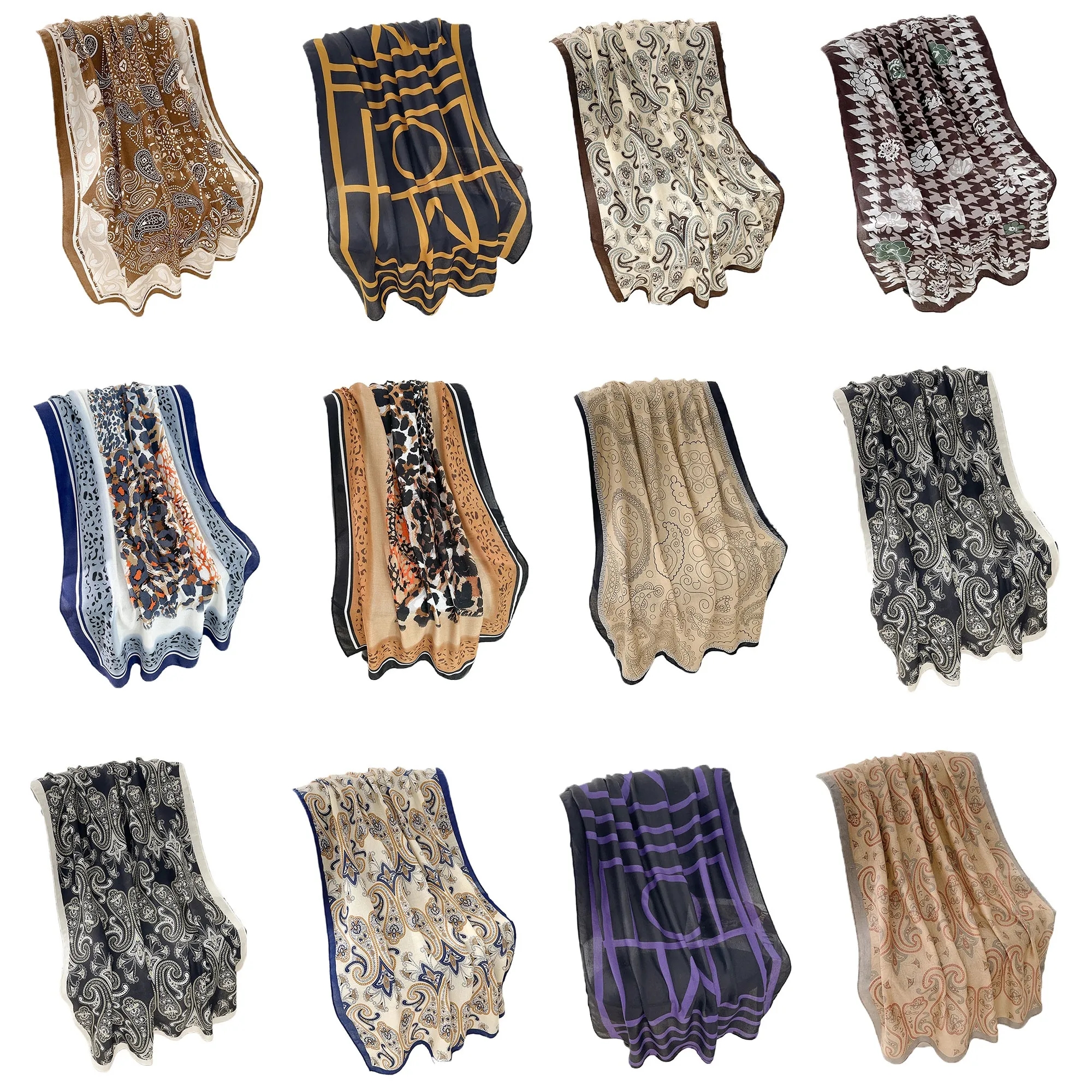 Vibrant Patterned Linen Colorful Scarf 5