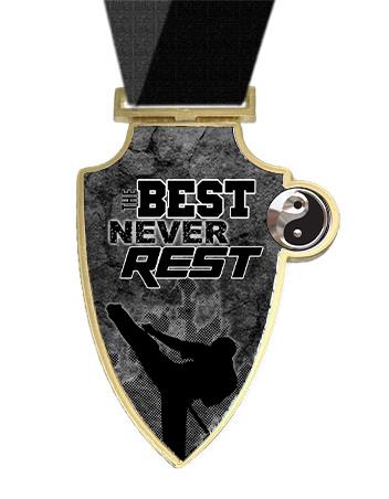 Medallion: 3" Shield Martial Arts Best Never Rest 1