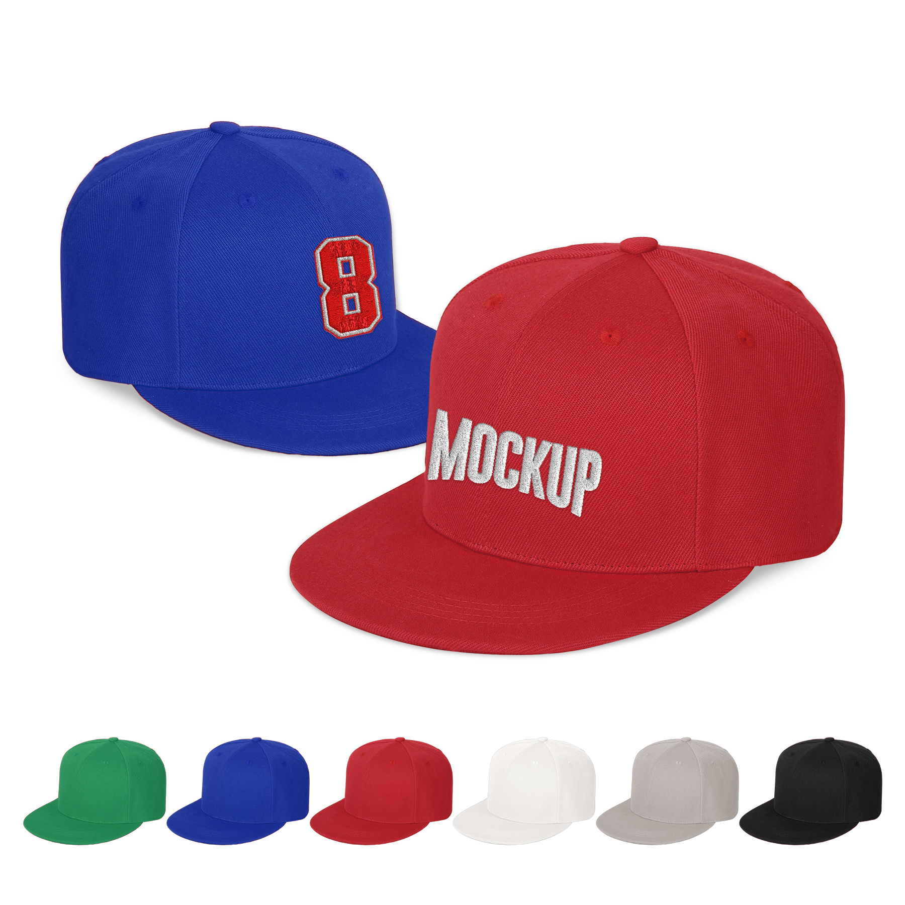 6 Panel Snapback Cap With Flat Bill 6