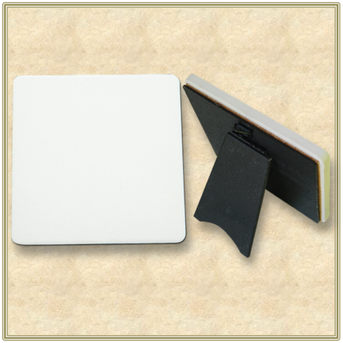 2 Custom Square Stone Coasters with Easel Backing - Basic Print 6