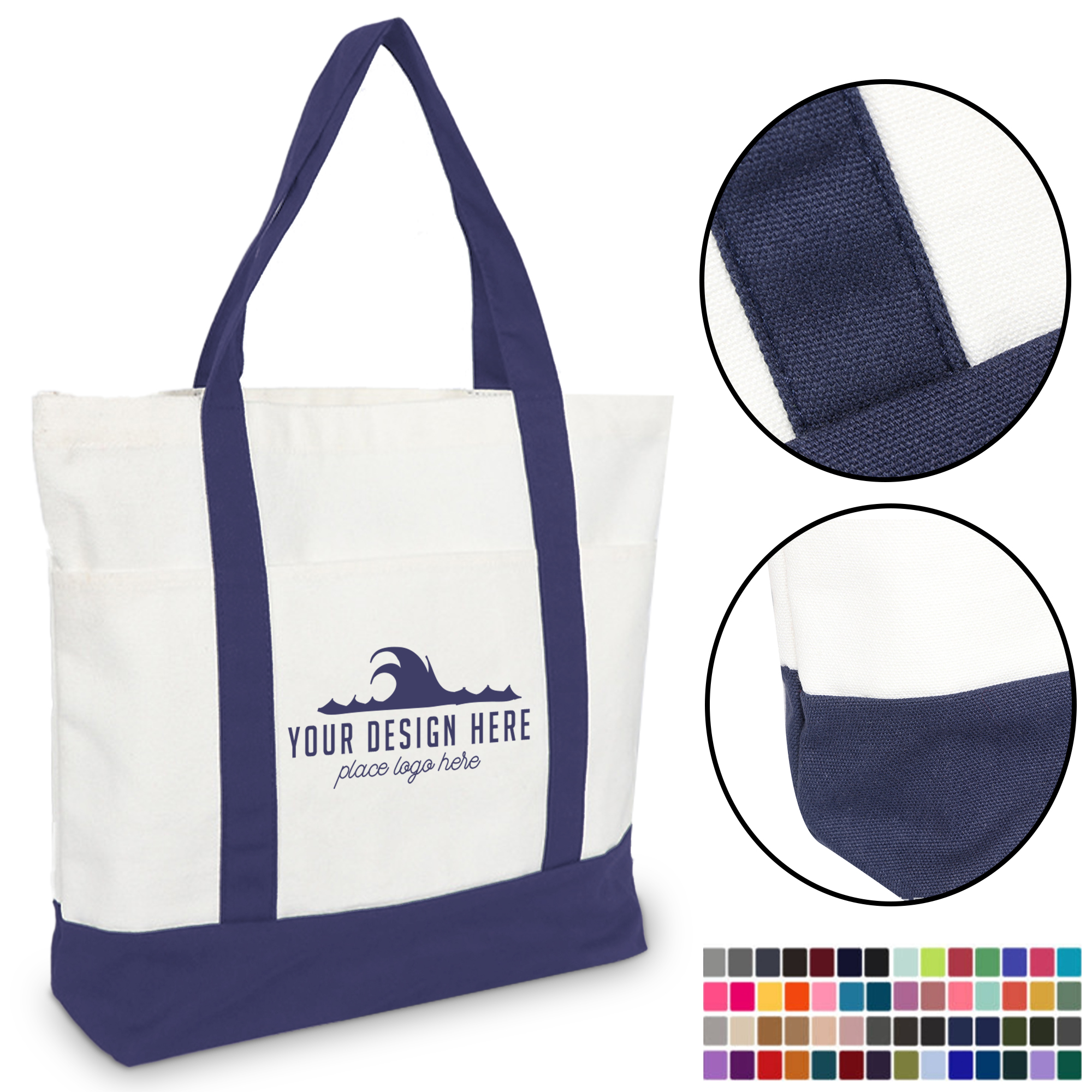 Natural Cotton Canvas Grocery Tote Bag, custom tote bag with logo imprint 2