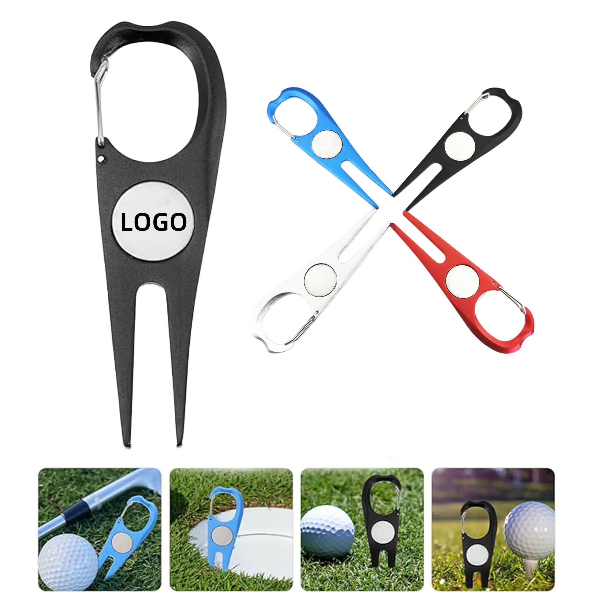 MOQ Durable Aluminum Golf Divot Tool with Magnetic Marker 2