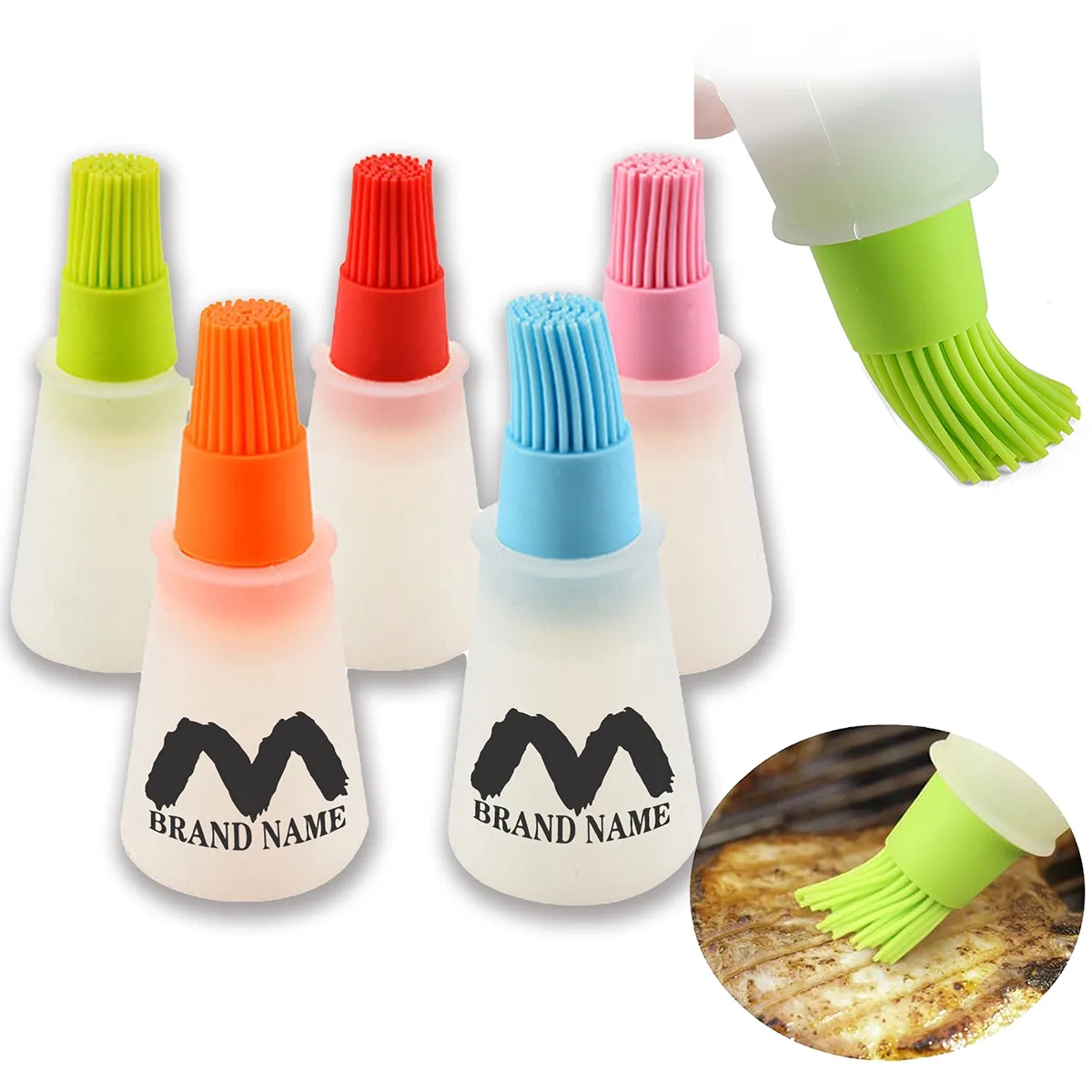Portable Cooking BBQ Silicone Oil Bottle With Brush 2