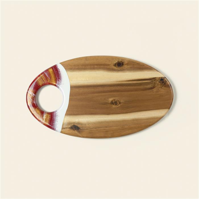 Medium Oval Acacia Board With Dip Holder 27