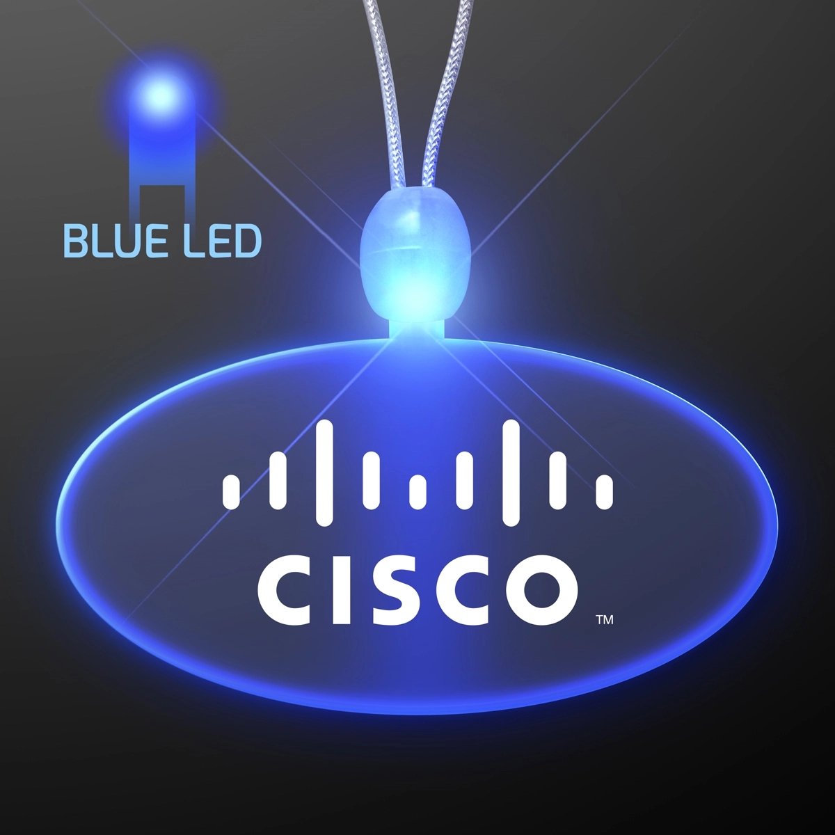 Light Up Promotional Acrylic Oval Necklace with LED 3