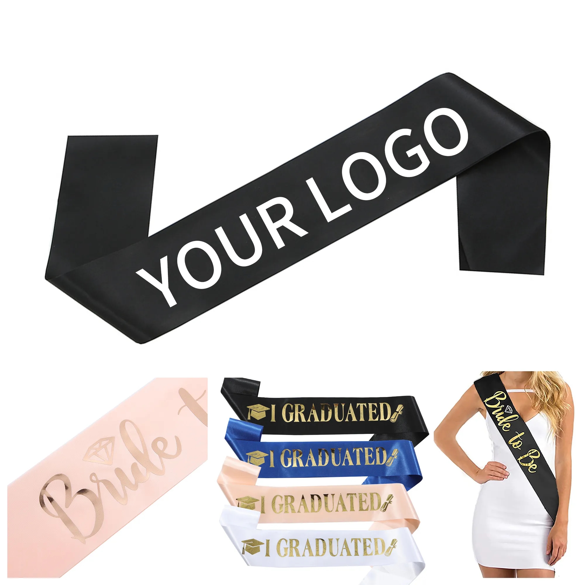 Satin Pageant Sash 63x3.7 Inch Elegant Soft Design 3