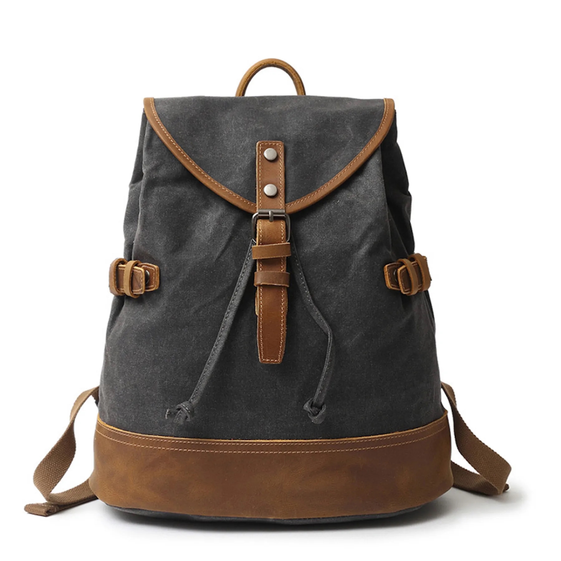 Vintage Waterproof Backpack Daypack Made of Canvas Leather 5
