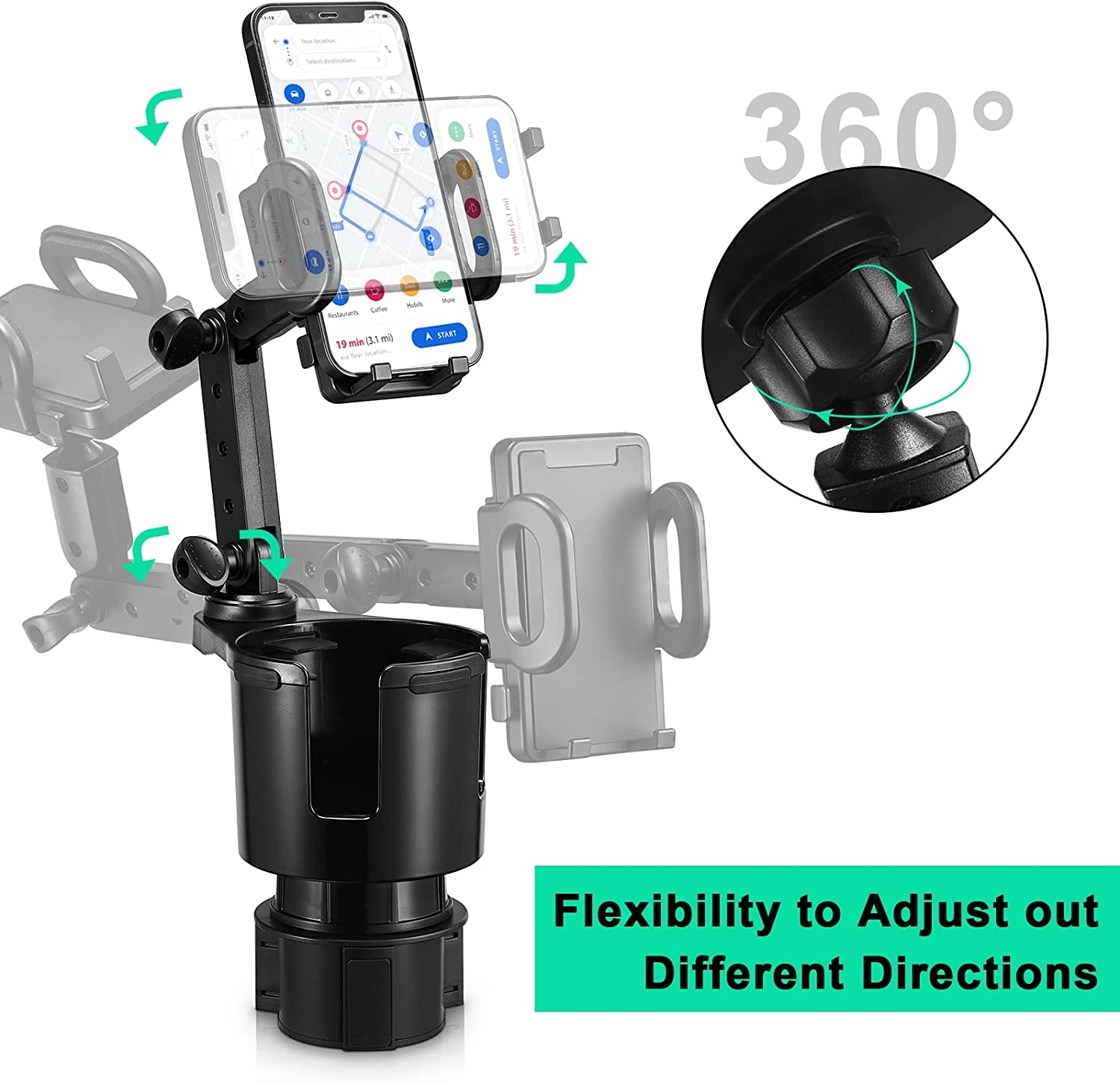 Car Cup Holder With Phone Mount 5