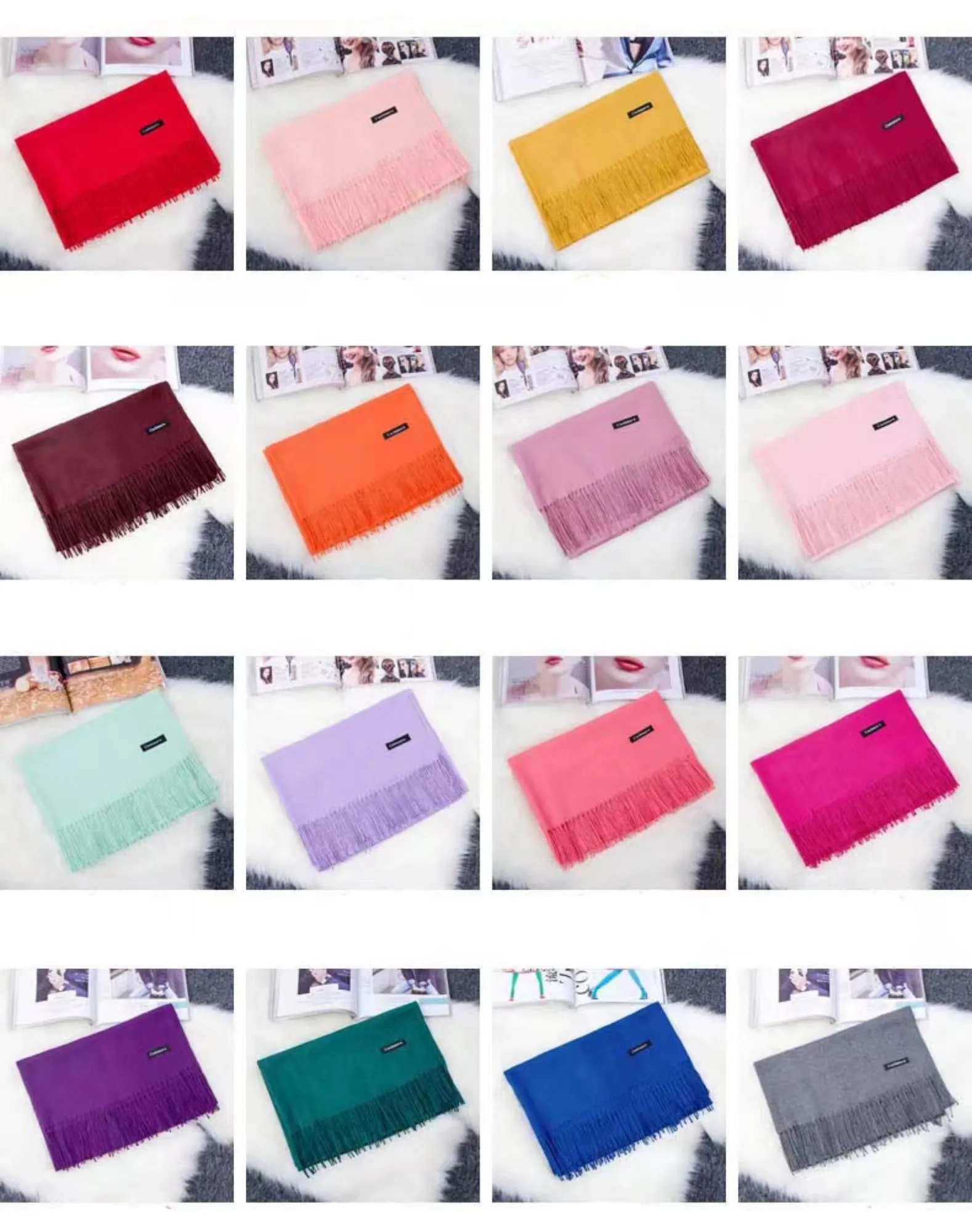 MOQ50Pcs Oversize Cashmere Pashmina Woven Scarf With Fringes 2