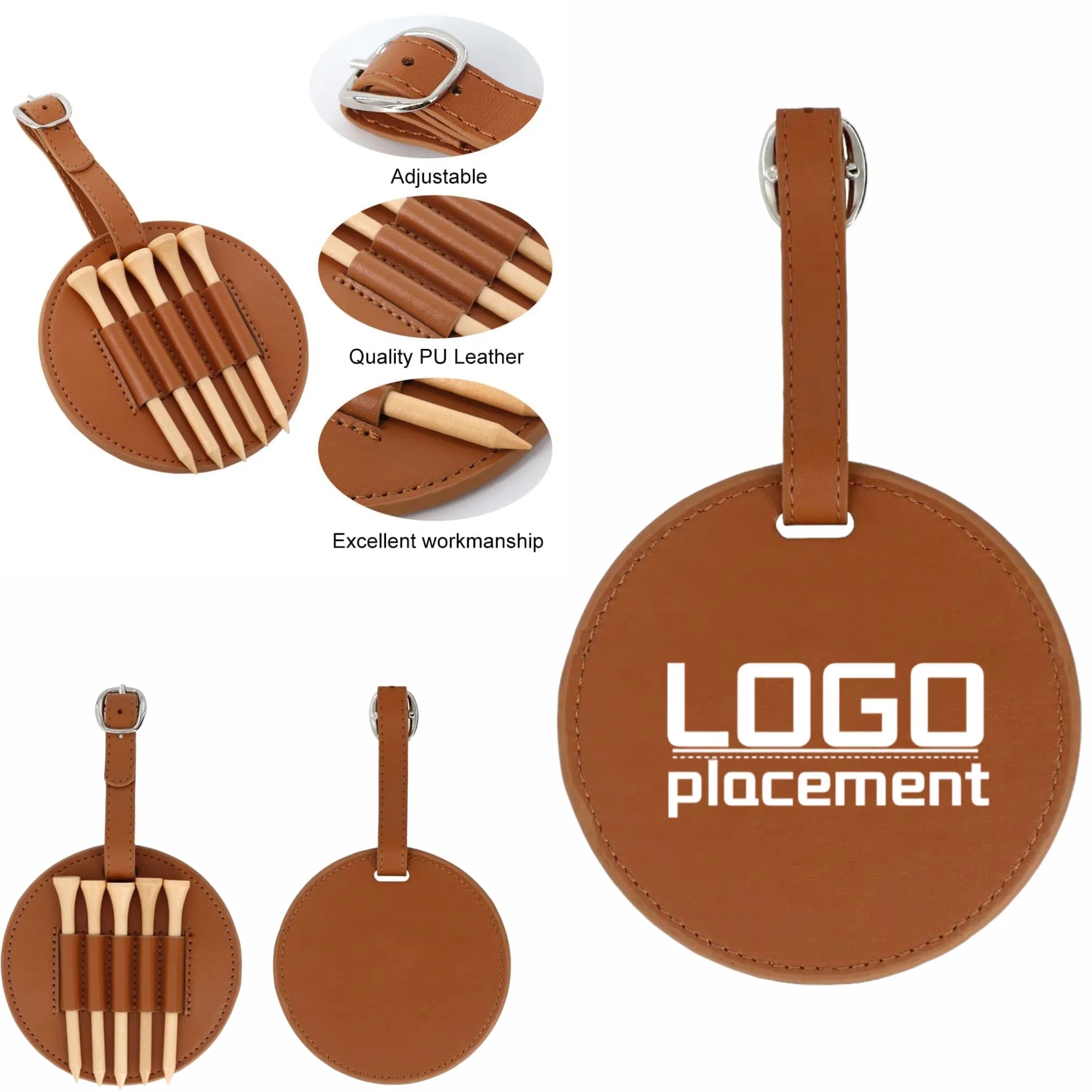 Leather Golf Tee Storage Pouch With Multiple Slots