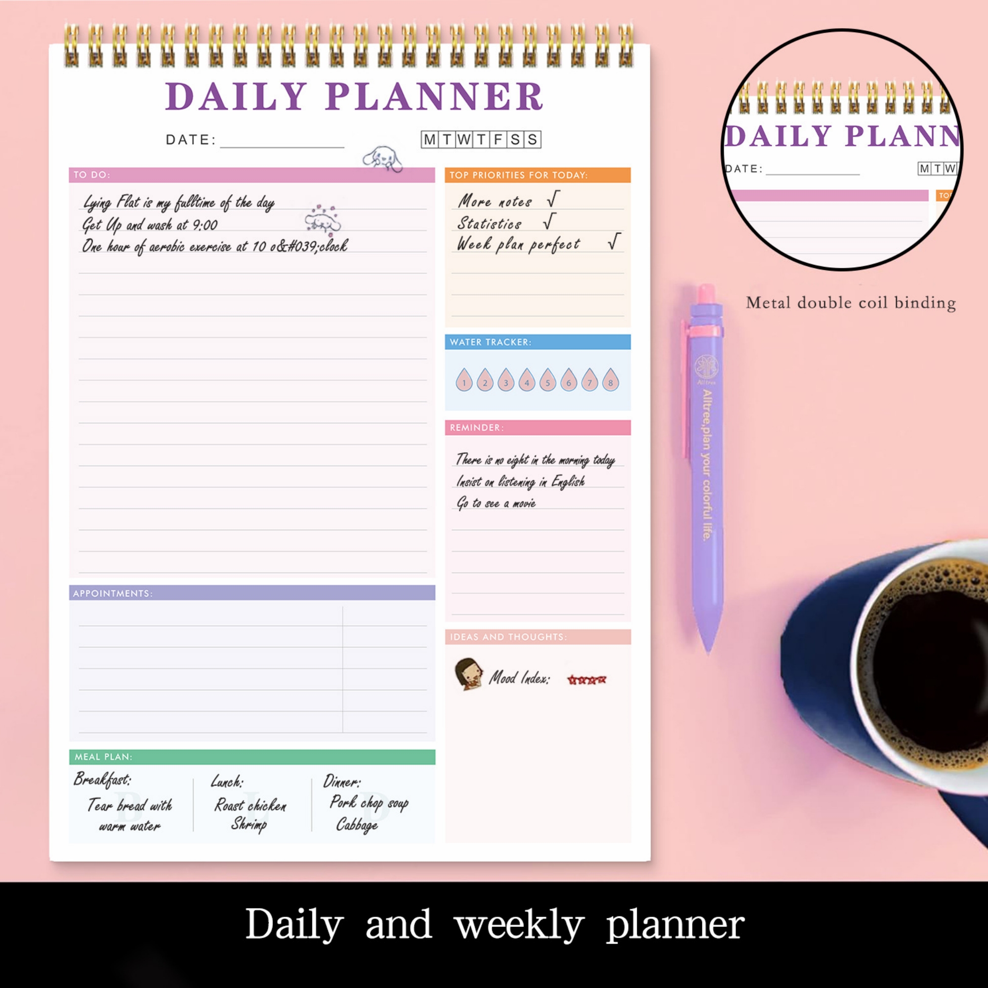 Undated Daily Planner A4 4