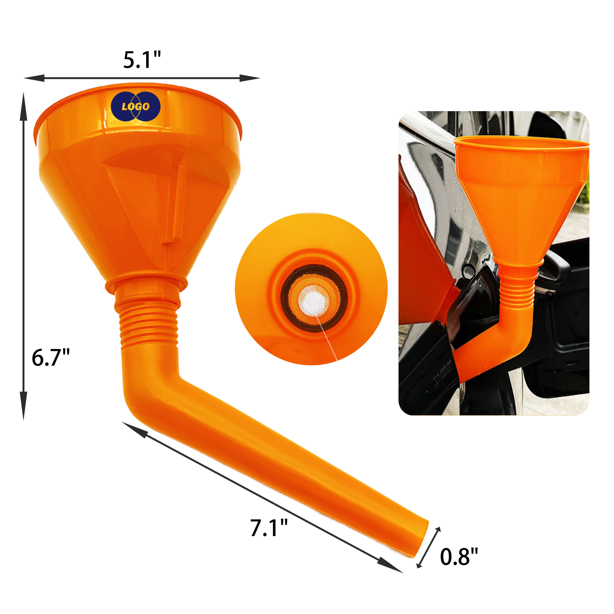 MOQ 50 PCS Lightweight Portable Auto Fuel Funnel 2
