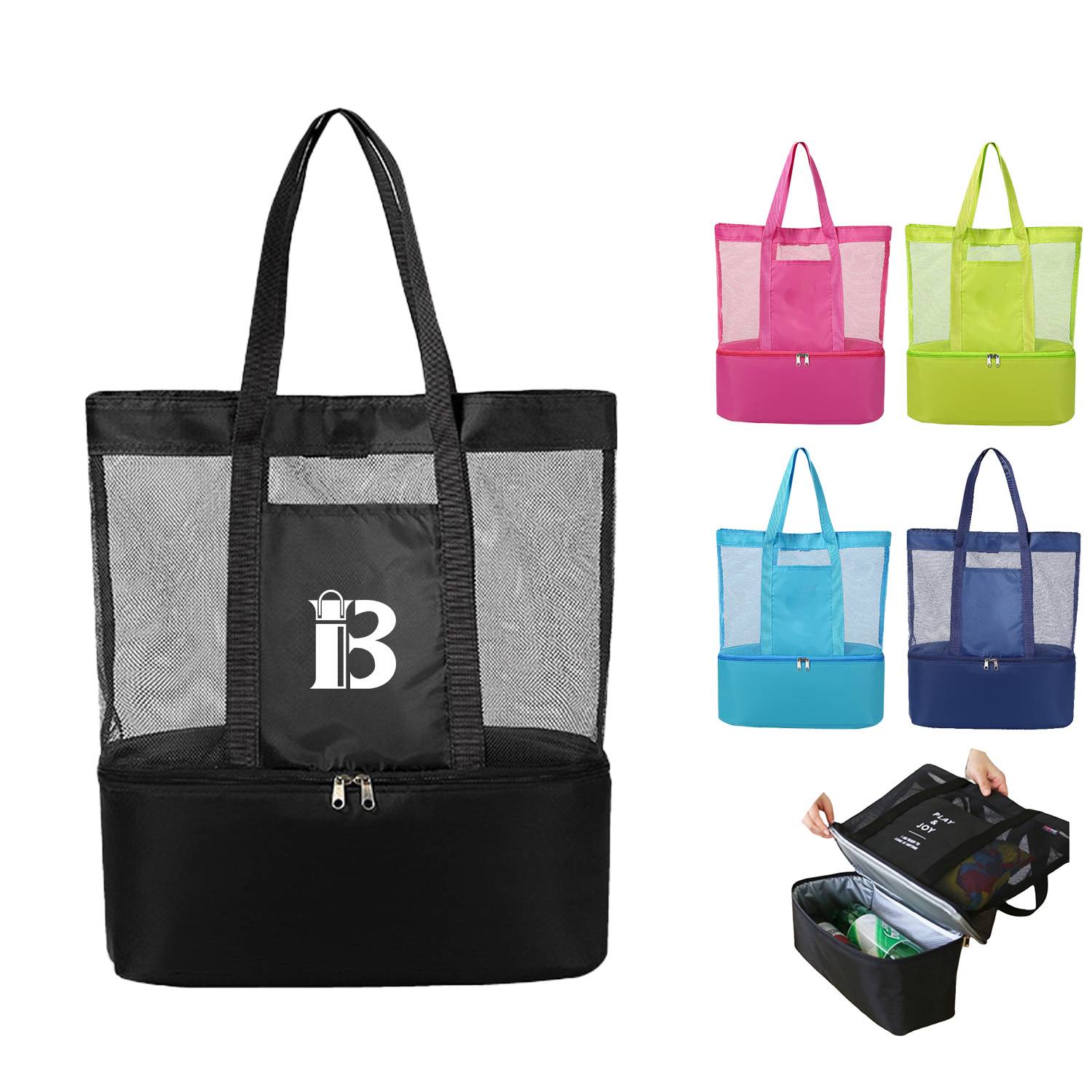 Mesh Beach Tote Bag With Cooler 3