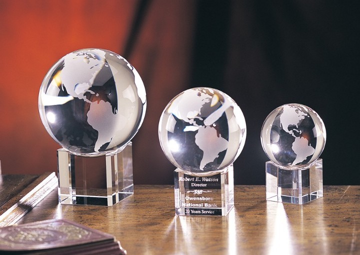 Designer Crystal Spinning Globe on Base Award 1