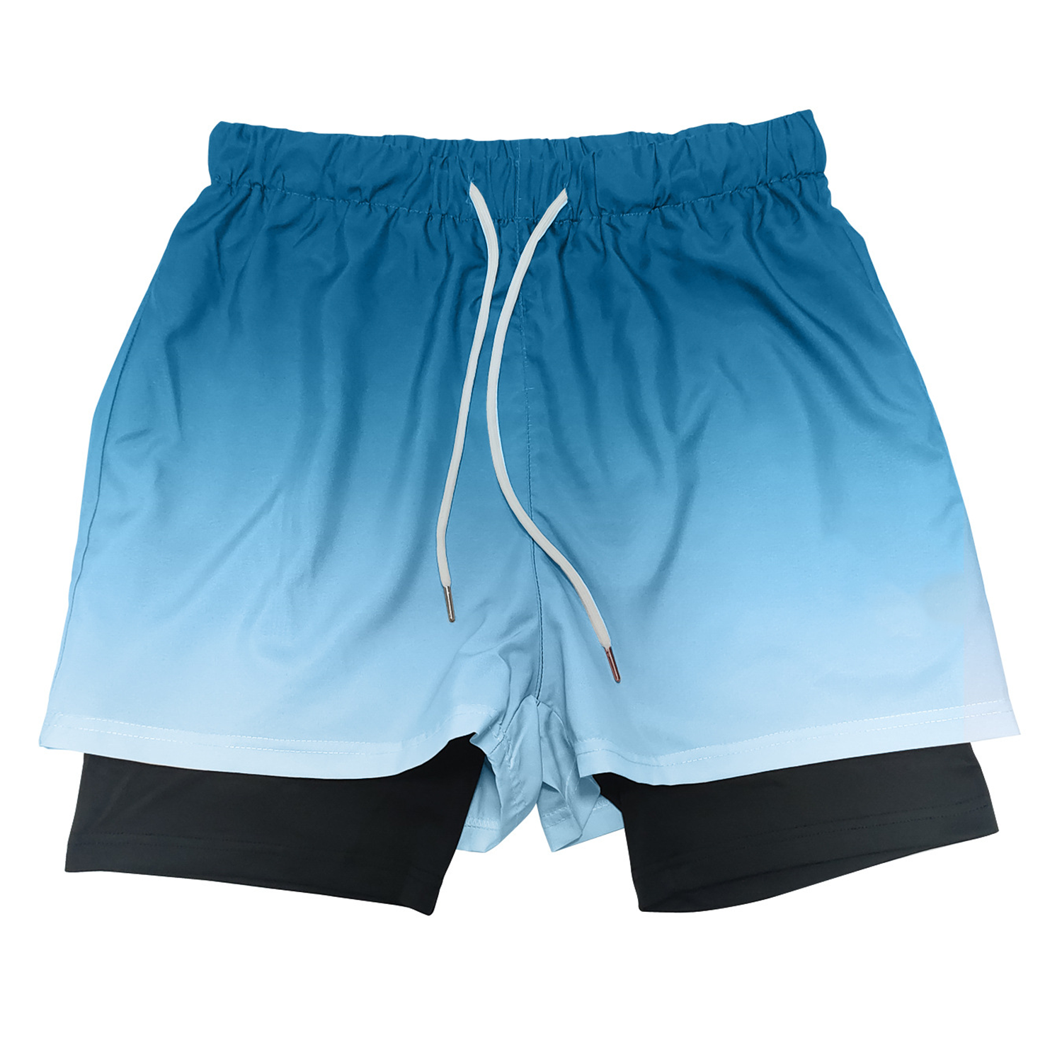 Mens 2-in-1 Quick-Dry Gradient Shorts w/ Secure Zip Pocket 2