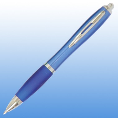 CURVE PLASTIC PEN BLUE W/ CHROME TRIM 1