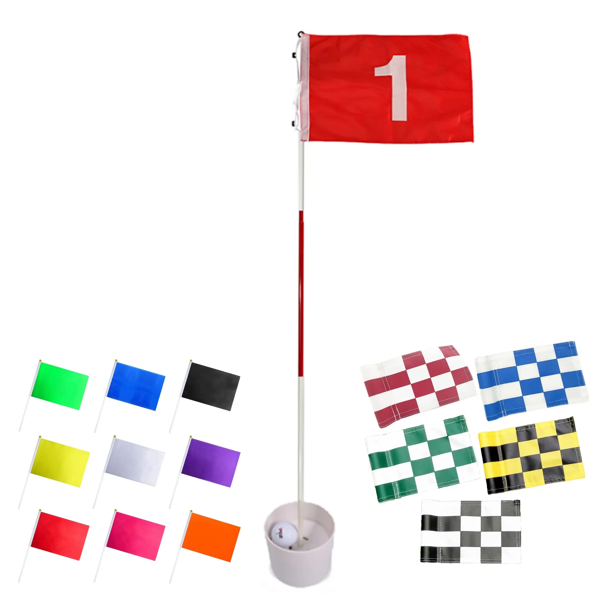MOQ 20 Set Golf Flagstick 6ft Pin Flag And Cup For Yard 2