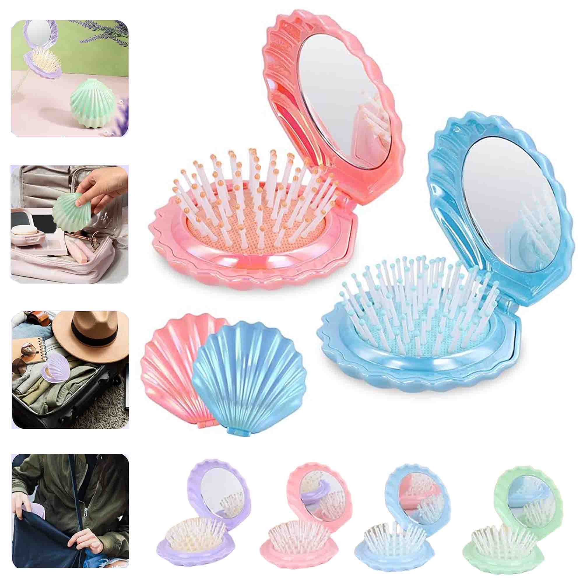 Hair Massage Comb Folding Hairbrush With Mirror 1