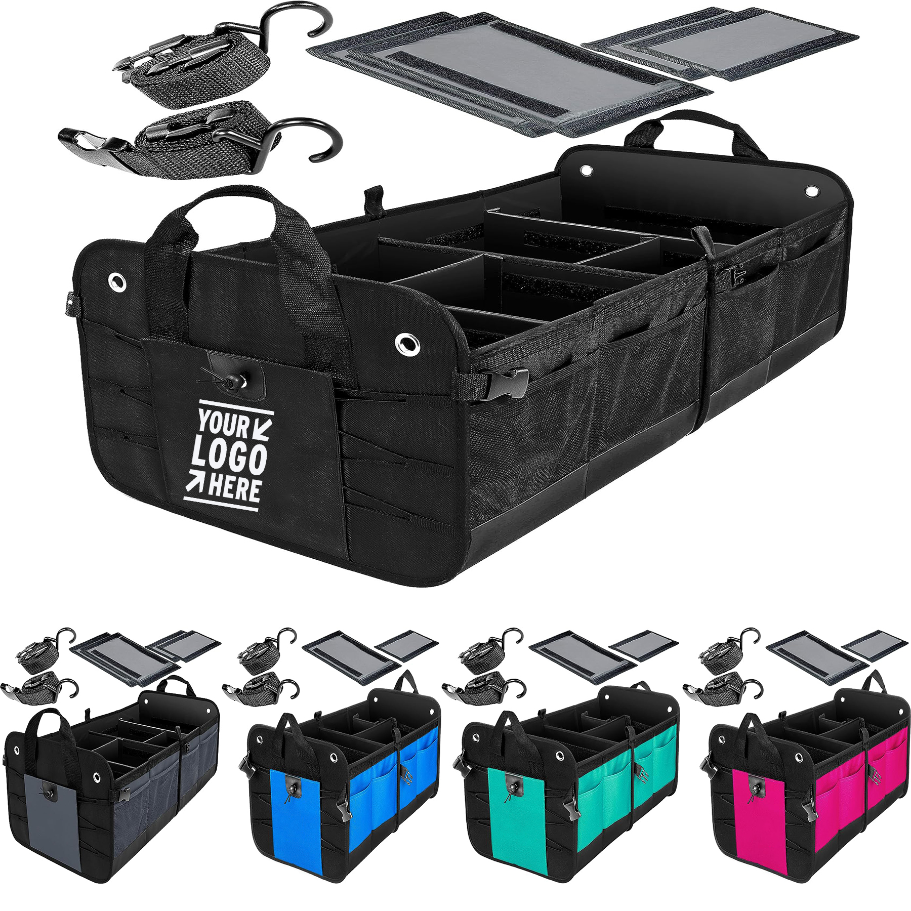 SUV Truck Car XL Premium Adjustable Compartment Foldable Heavy Load Cargo Storage Organizer 2