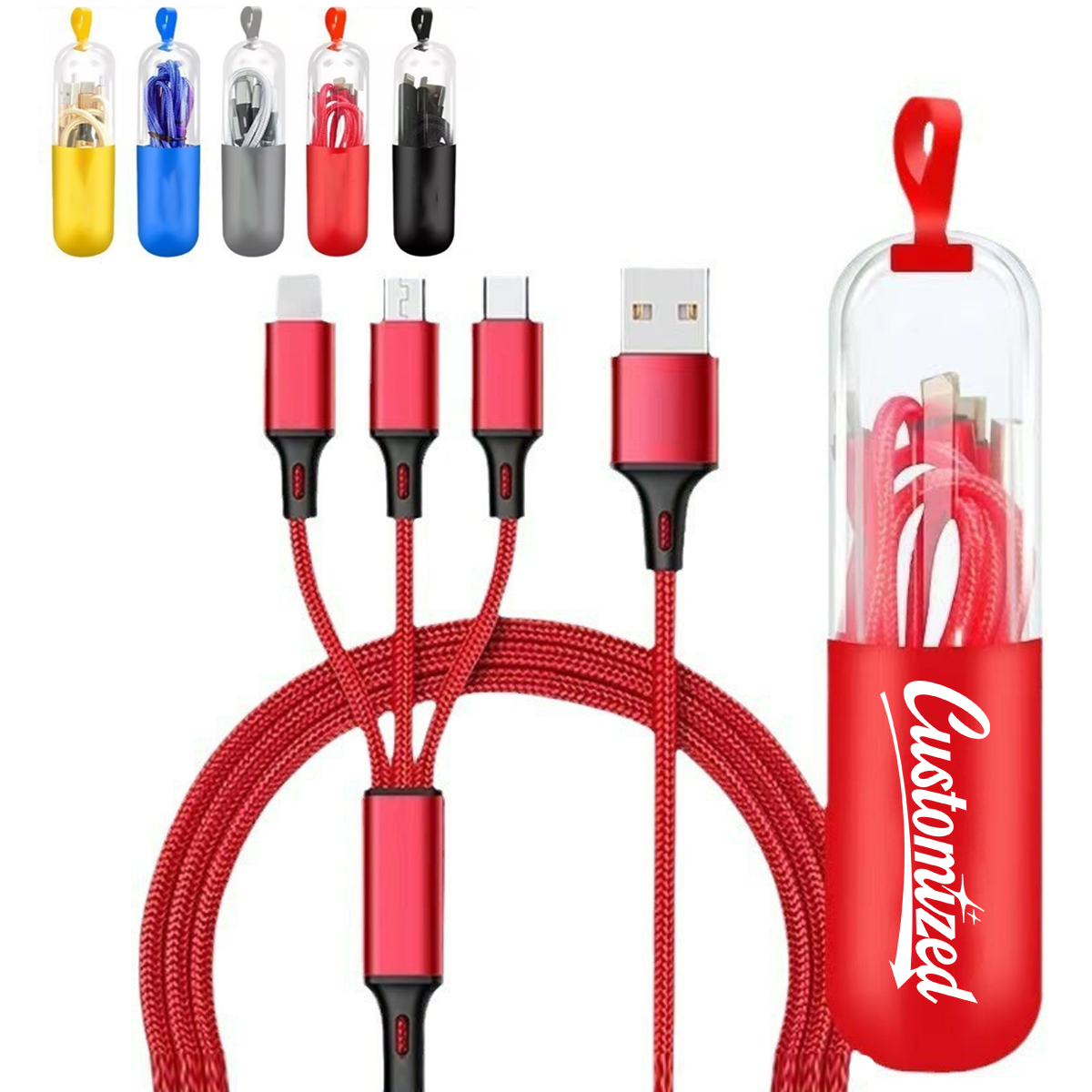 3-in-1 Charging Cable with Case USB to Type-C 7