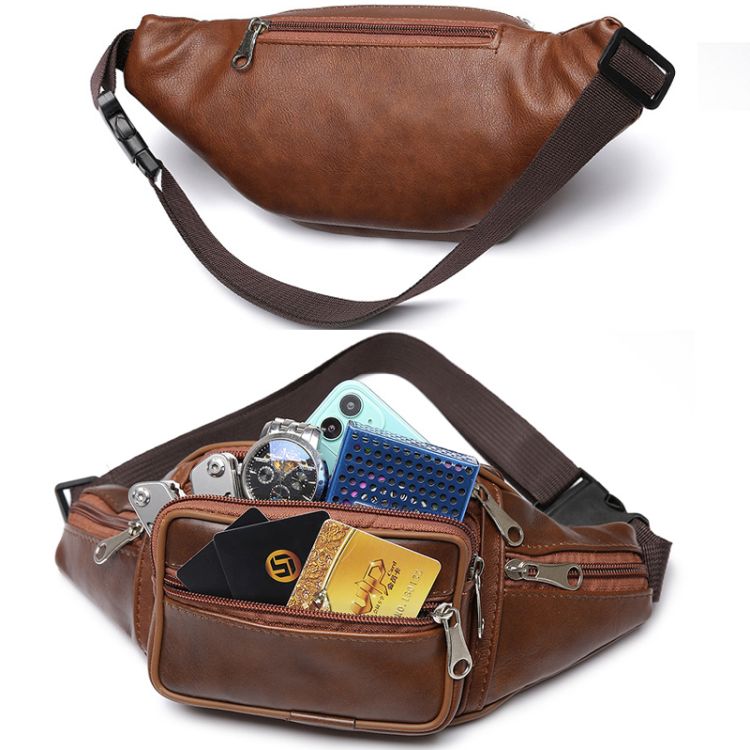 Fanny Pack Waist Bag Multifunction Genuine Leather 4