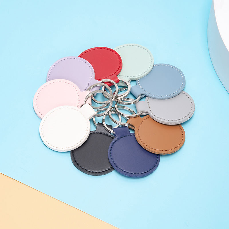 PU Leather Round Keychain 2