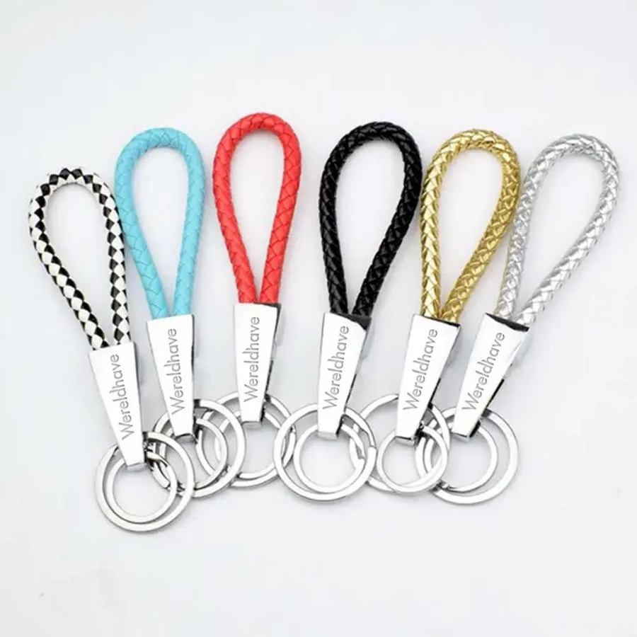 Braided Leather & Metal Keychain 7