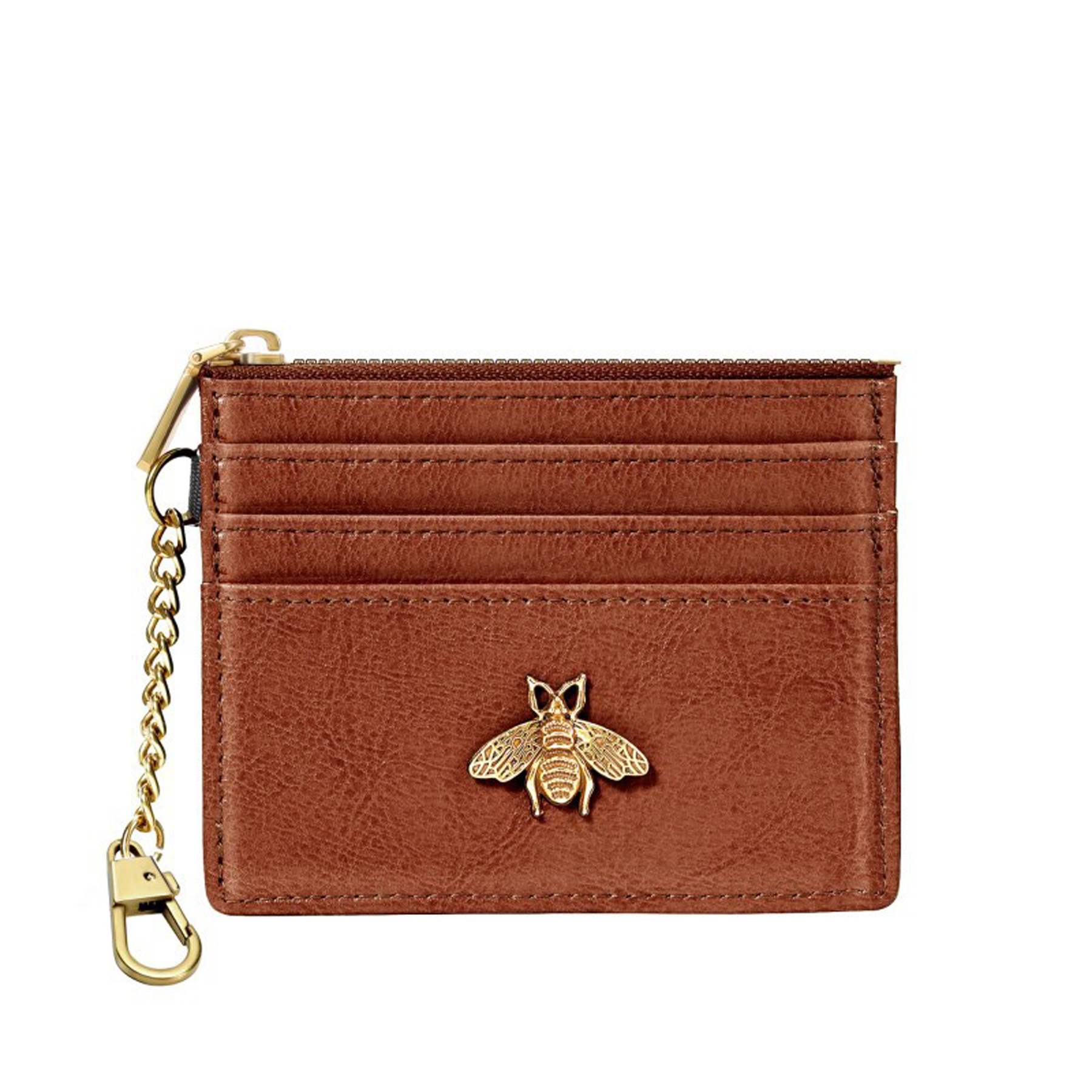 RFID Leather Coin Purse with ID Window and Bee Design 2