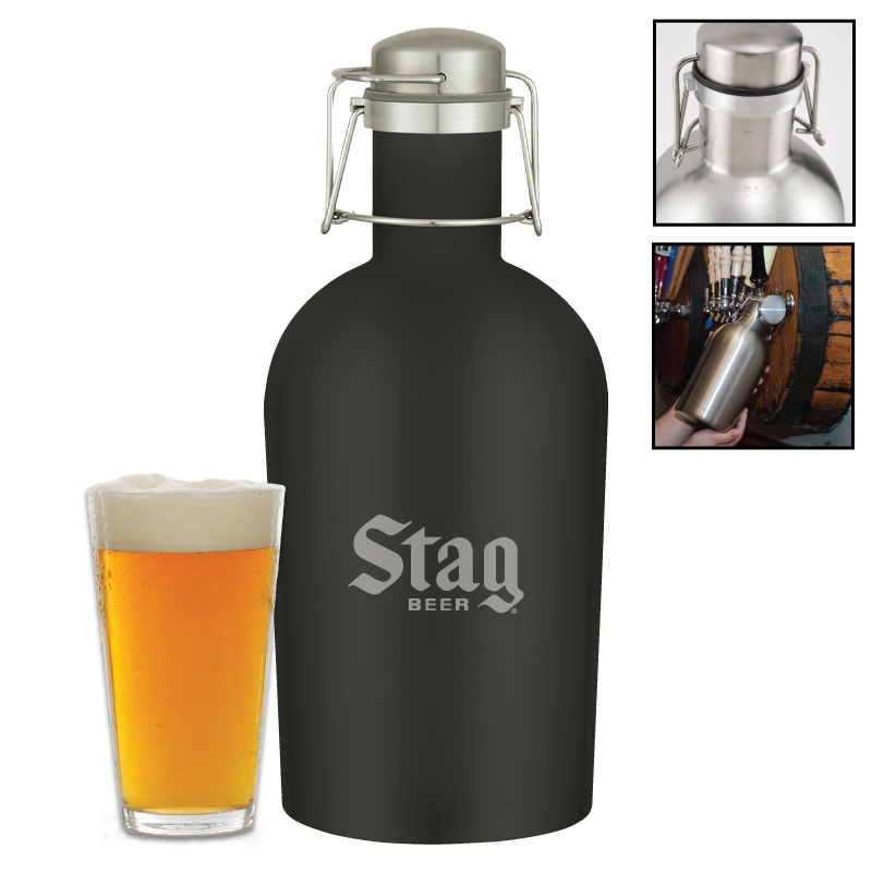 Portland 64 oz. Stainless Steel Beer Growler Jug, custom water bottle with logo imprint 2
