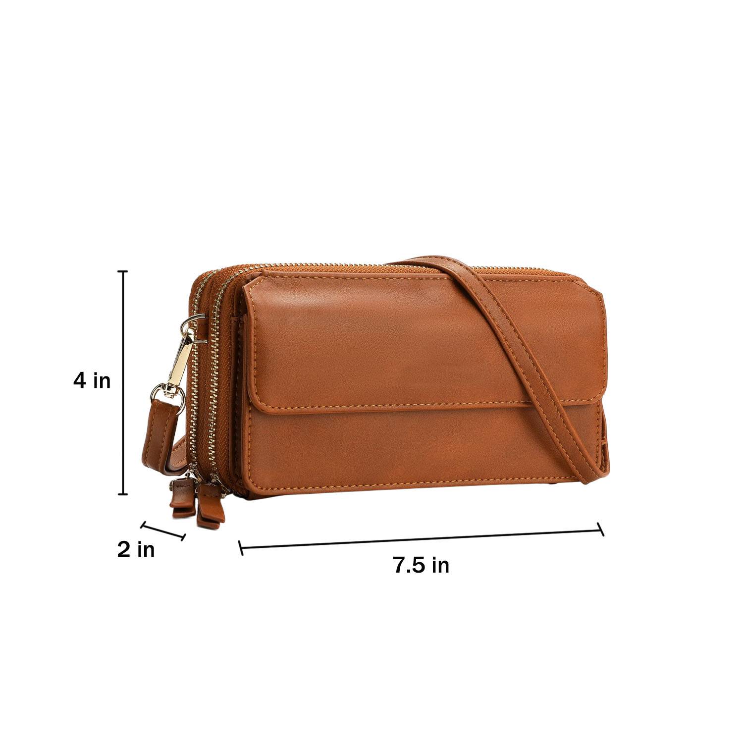 Women Portable RFID PU Leather Crossbody Wallet 11