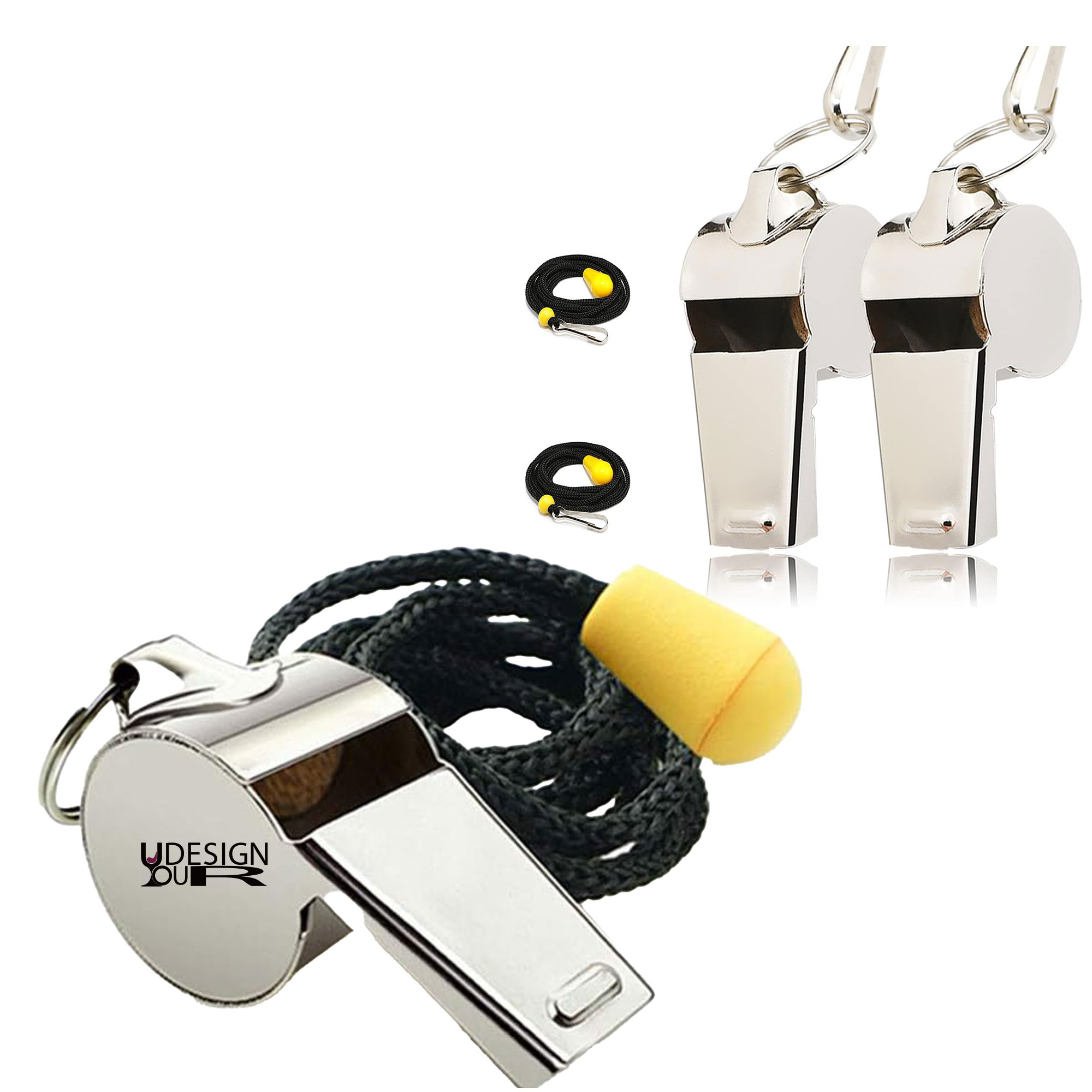 Game Cheering Stainless Steel Whistle With Adjustable Lanyard 2