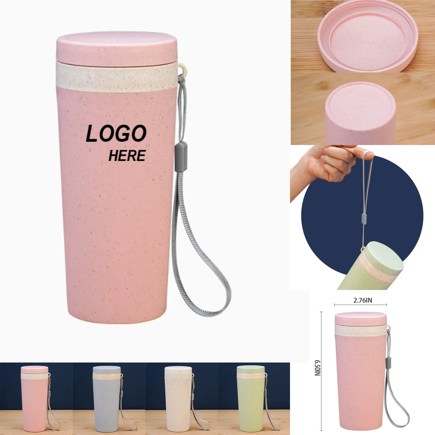 Eco-Friendly Wheat Straw Loop-Seal Travel Cup 7