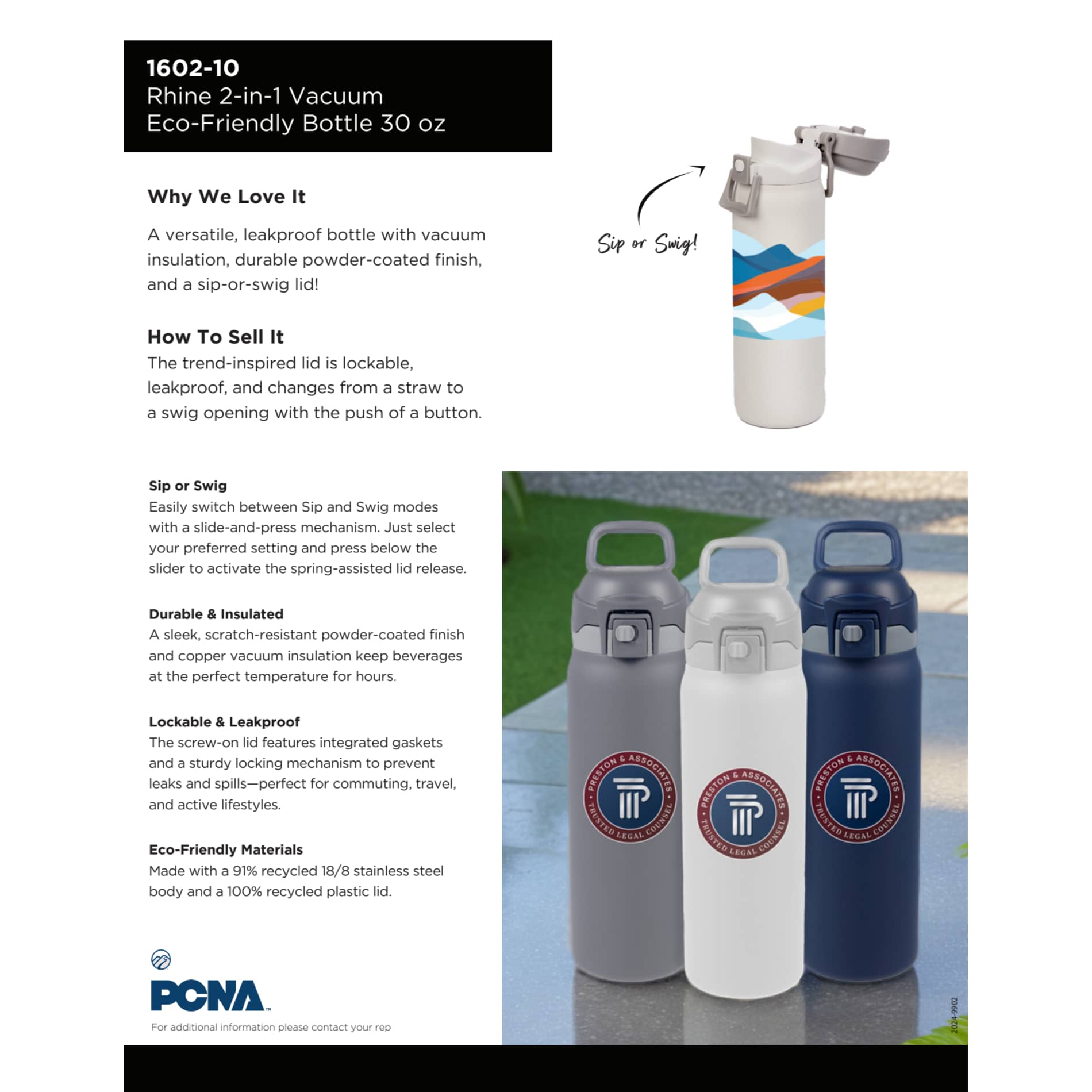 Rhine 2 in 1 Vacuum Insulated Bottle 30oz 161