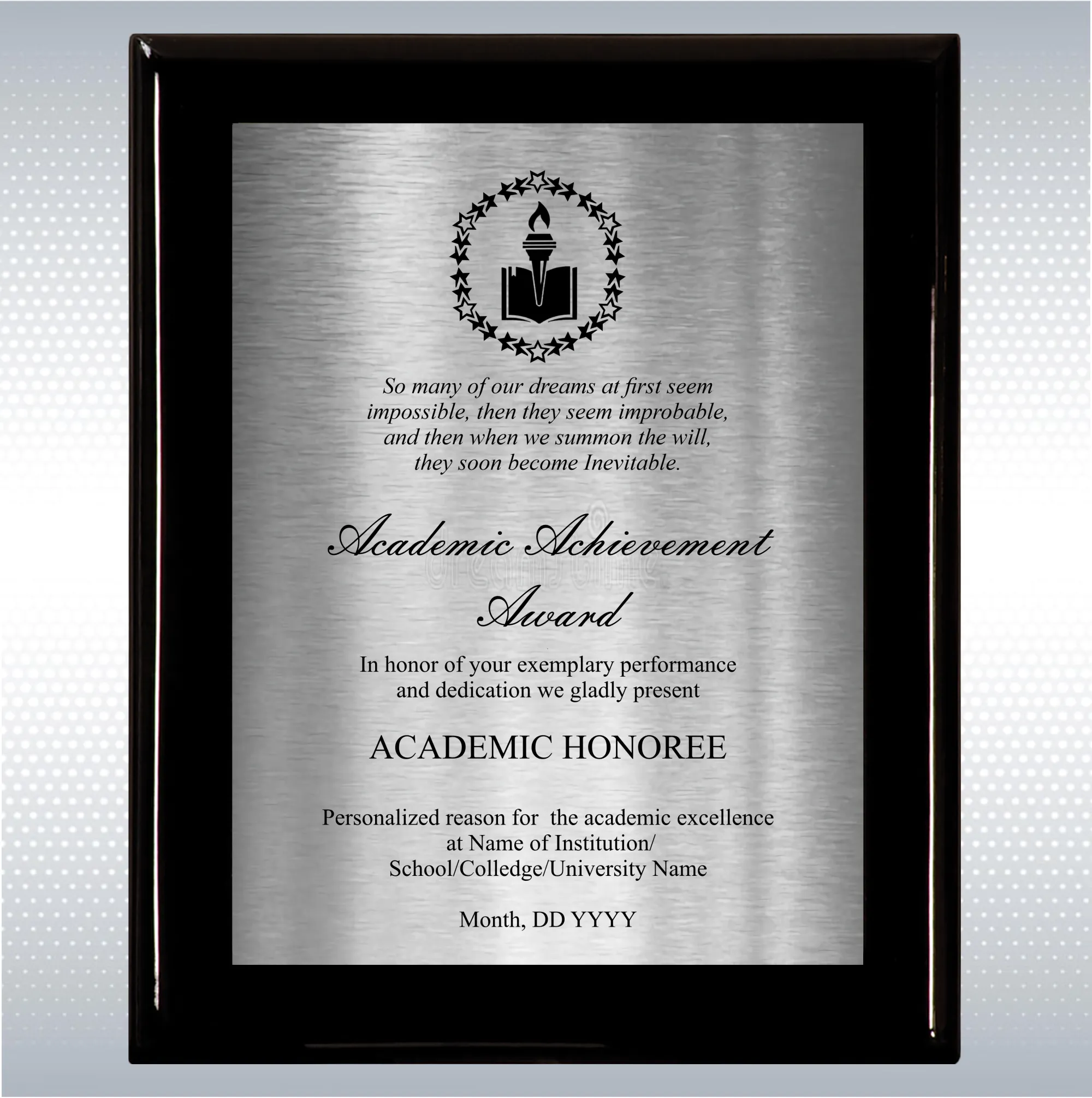 Black Piano Finish Wood Plaque Academic Achievement Gift 7