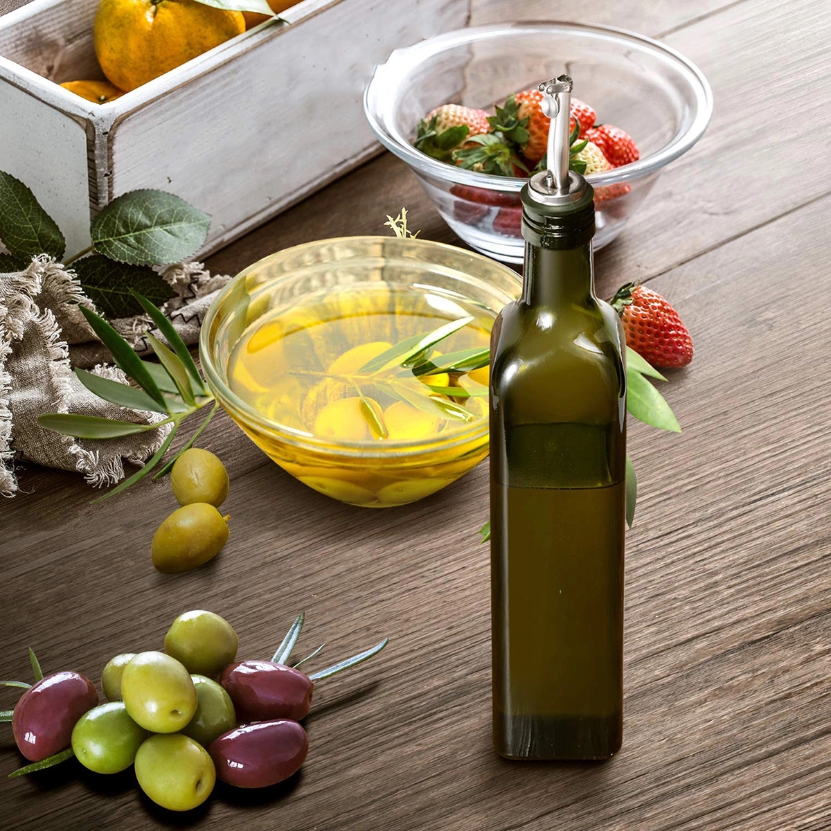 17Oz Green Glass Olive Oil Bottle Dispenser 5
