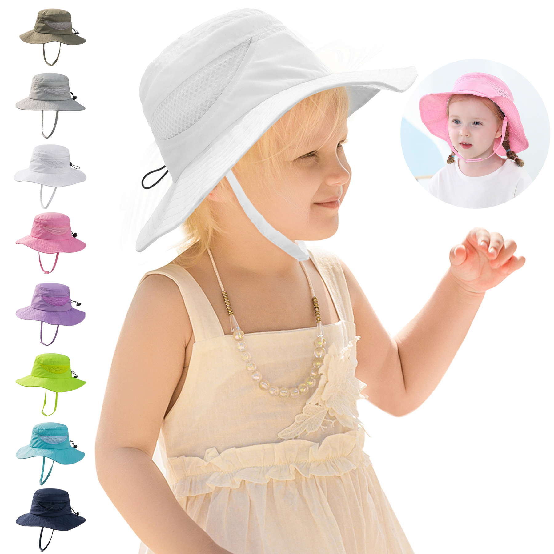 Kids Wide Brim Mesh Sun Hat 2