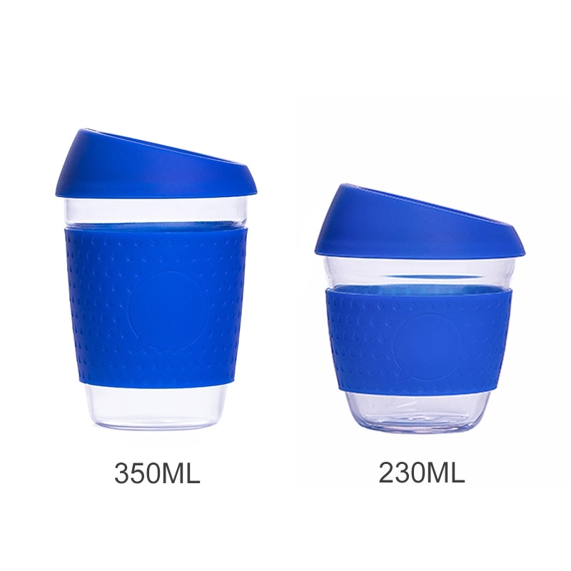Reusable Glass Coffee Mug Travel Cup with Spill Proof Lid 16