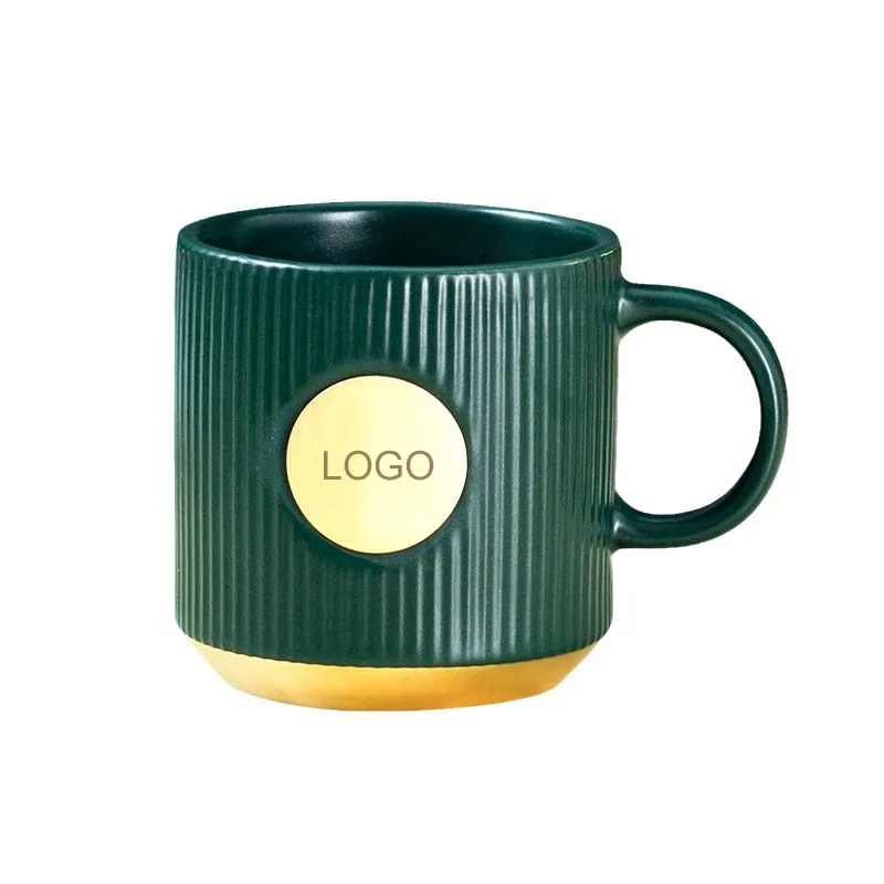 Porcelain Coffee Mugs with Copper Brand Logo 2