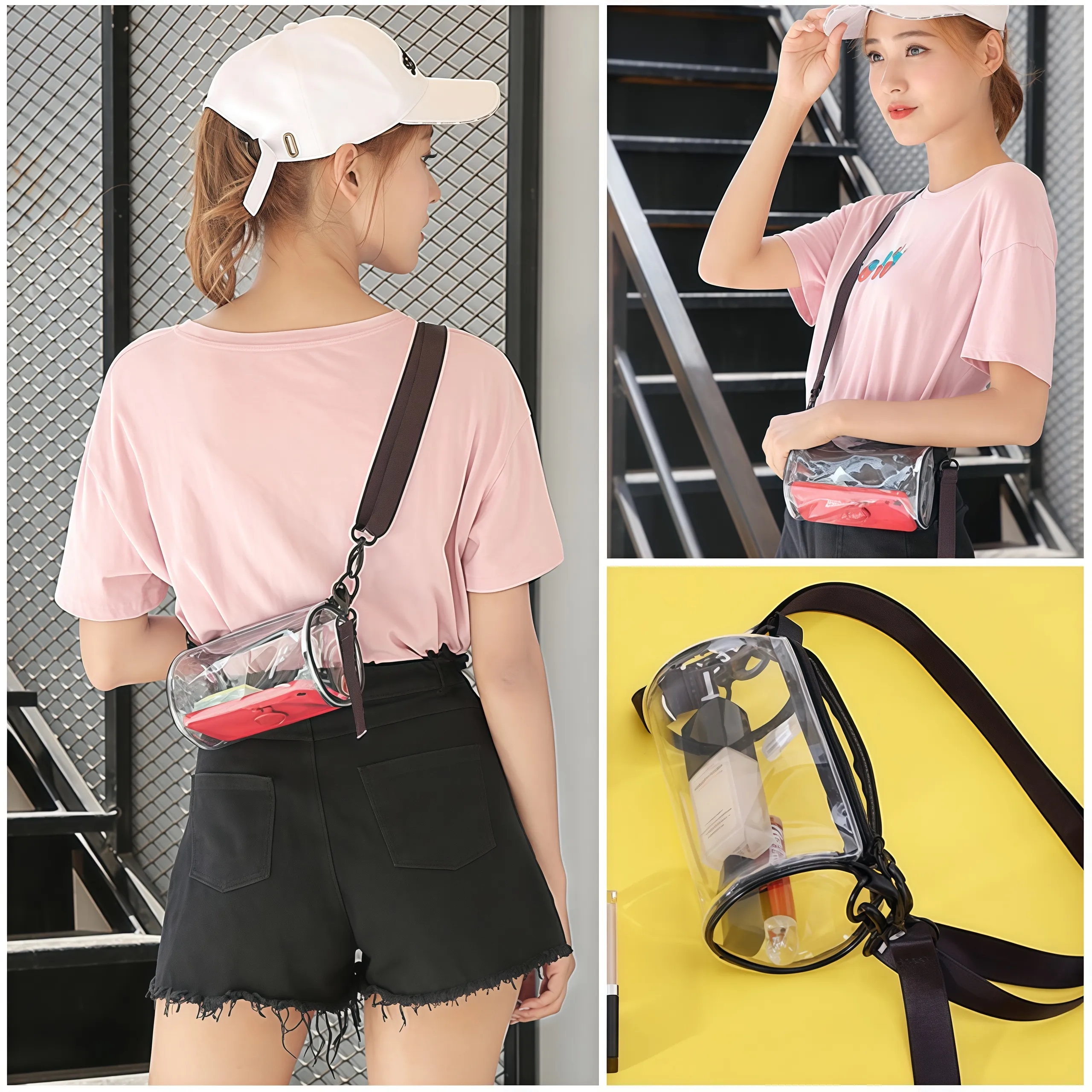 Single Shoulder Transparent PVC Jelly Cylindrical Bag 5