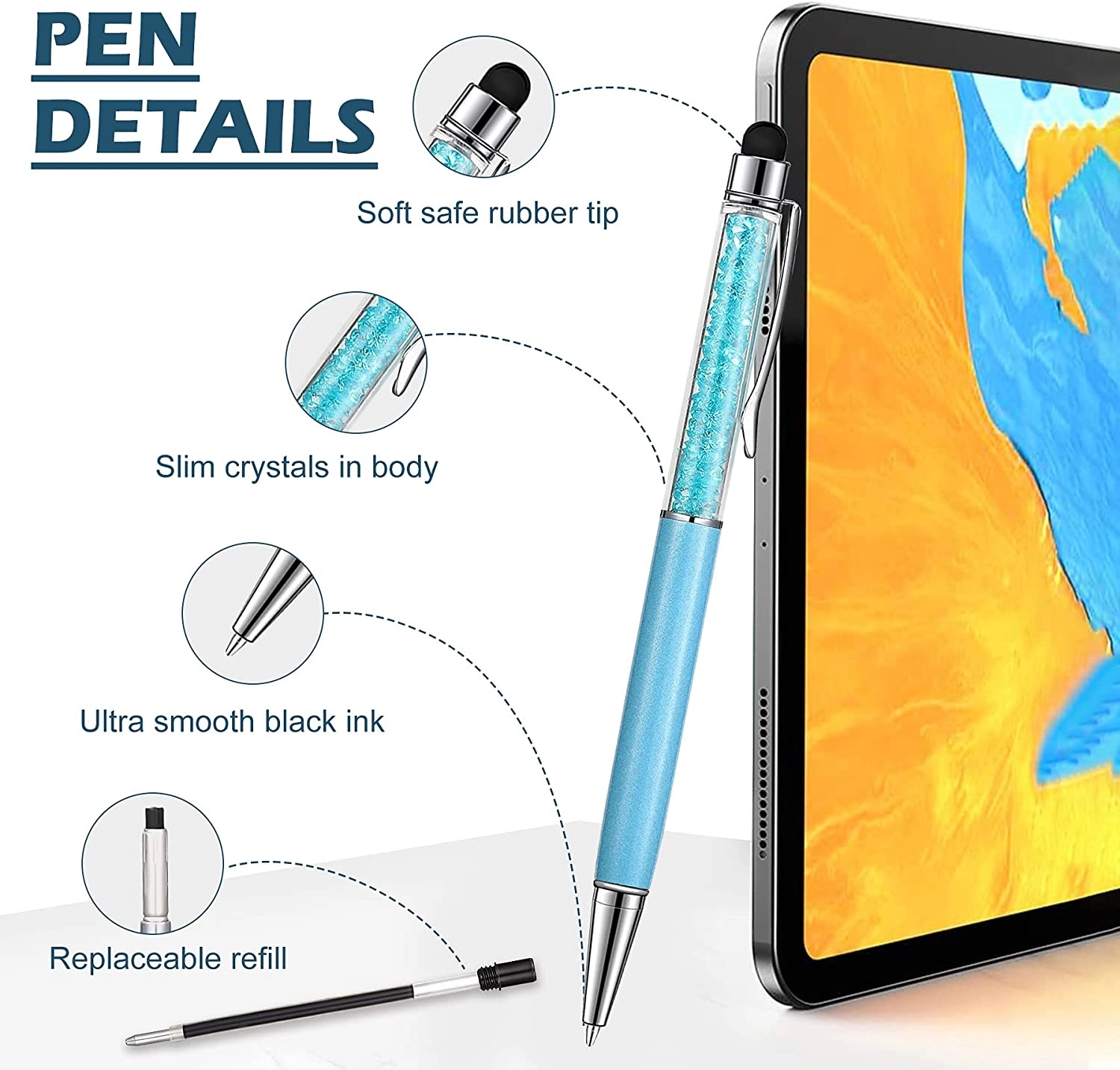Crystal Ballpoint Pens with Stylus Tip 10