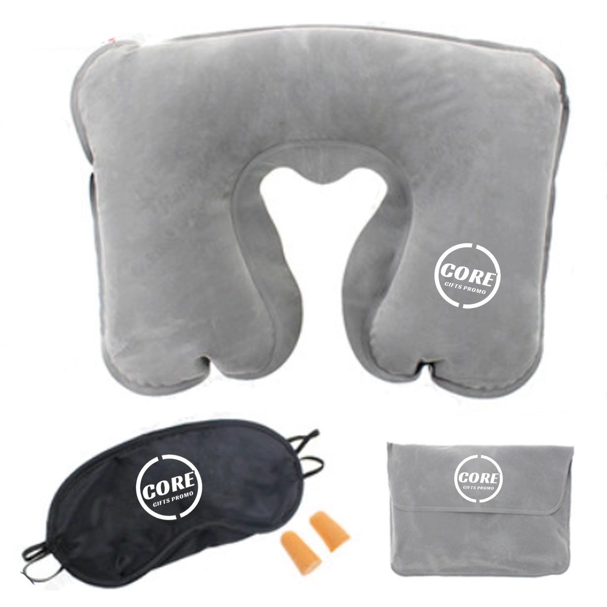Inflatable Pillow Eye mask ear plug Travel Set 2
